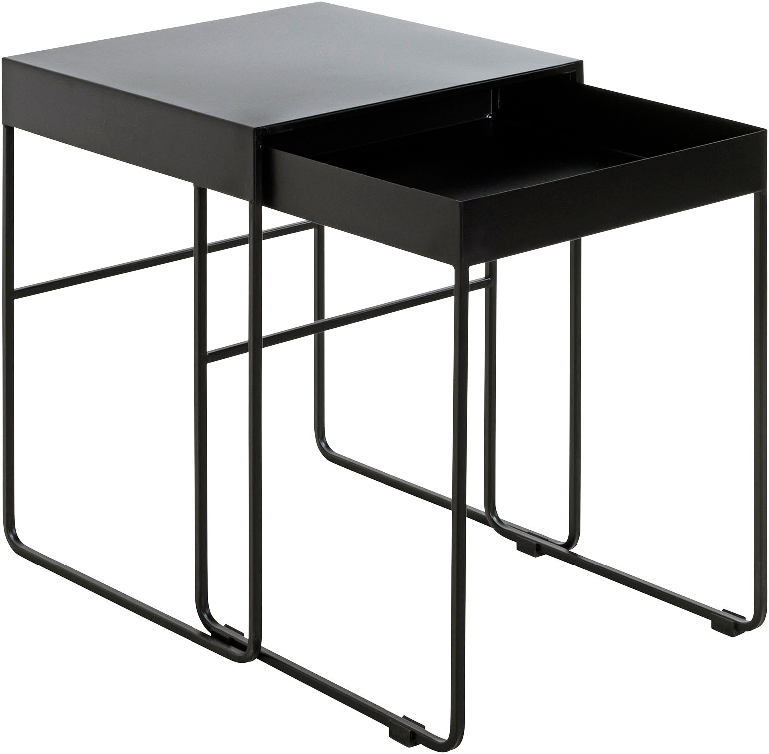 HAKU Beistelltisch »Sofatisch, Wohnzimmertisch« Set, 2er Set, 2 Stk. tlg. rechteckig - aus Metall Schwarz B/T/H 39/39/51 und 42/42/54 cm