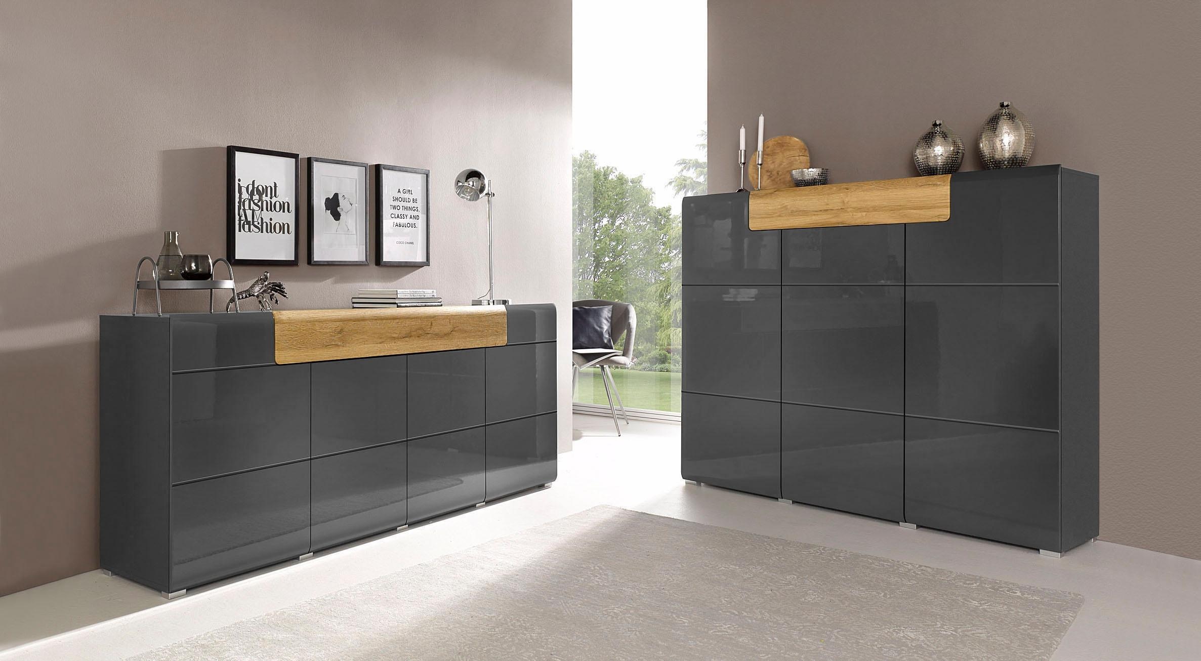 INOSIGN Highboard »Toledo,Breite 147,5 cm,trendige Hochkommode mit 3 Türen 1SK«, Hochschrank mit viel Stauraum, stylische Hochglanzfronten