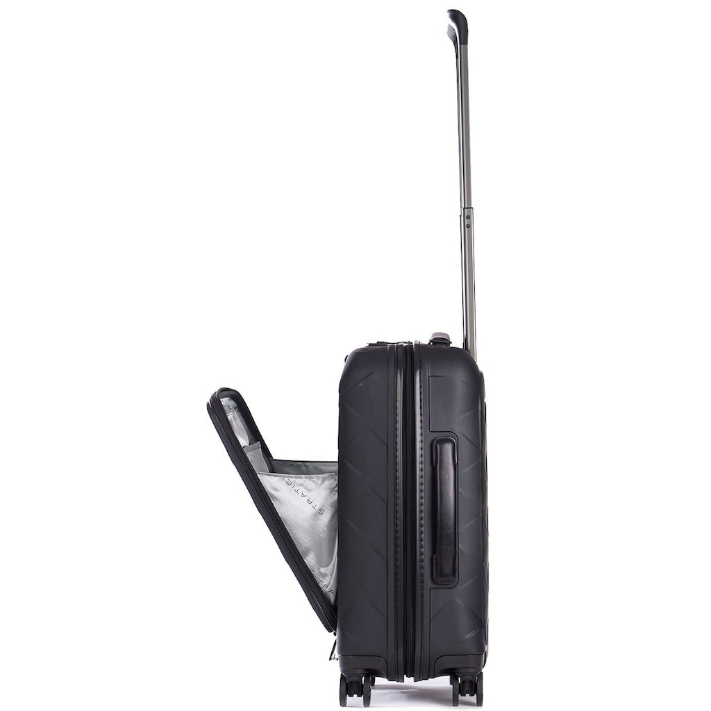 Stratic Hartschalen-Trolley »Leather&More S mit Vortasche, matt black«, 4 Rollen