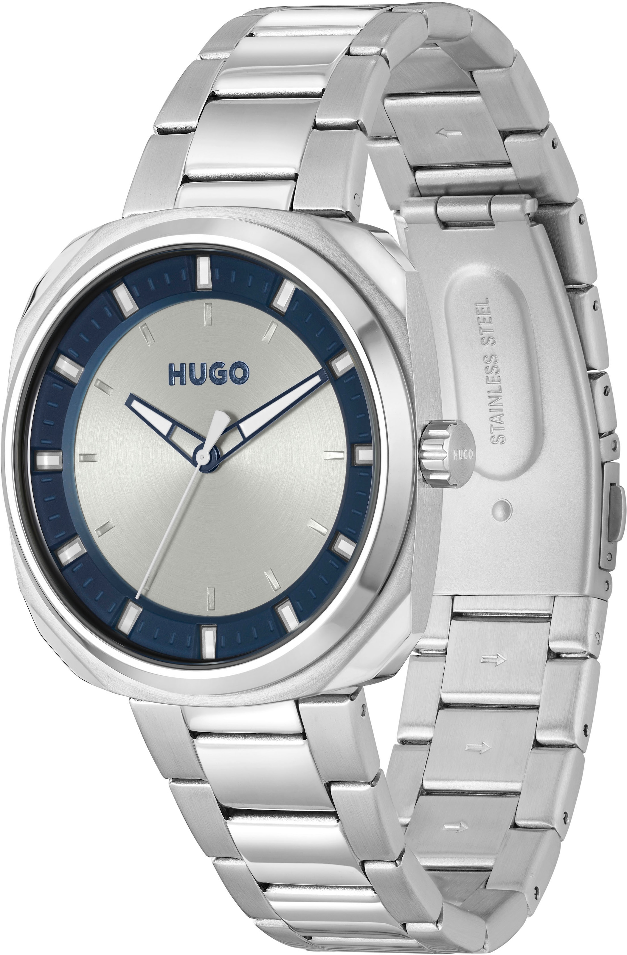 HUGO Quarzuhr »#SHRILL«, Armbanduhr, Herrenuhr, Mineralglas, Edelstahlarmband