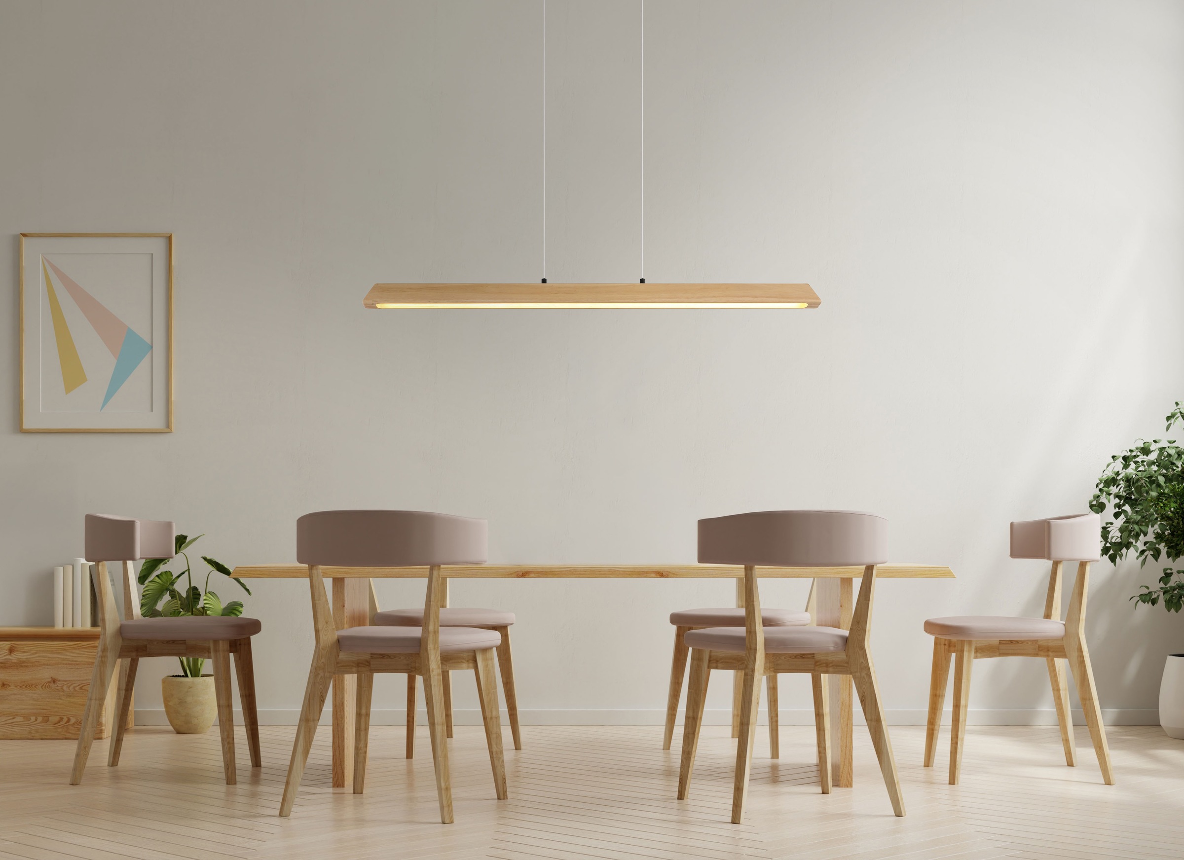 GLOBO LIGHTING Hängeleuchte »MELBA« LED-Modul 1 Stk. Schwarz Holz Hängeleuchte Touchdimmer LED CCT, höhenverstellbar