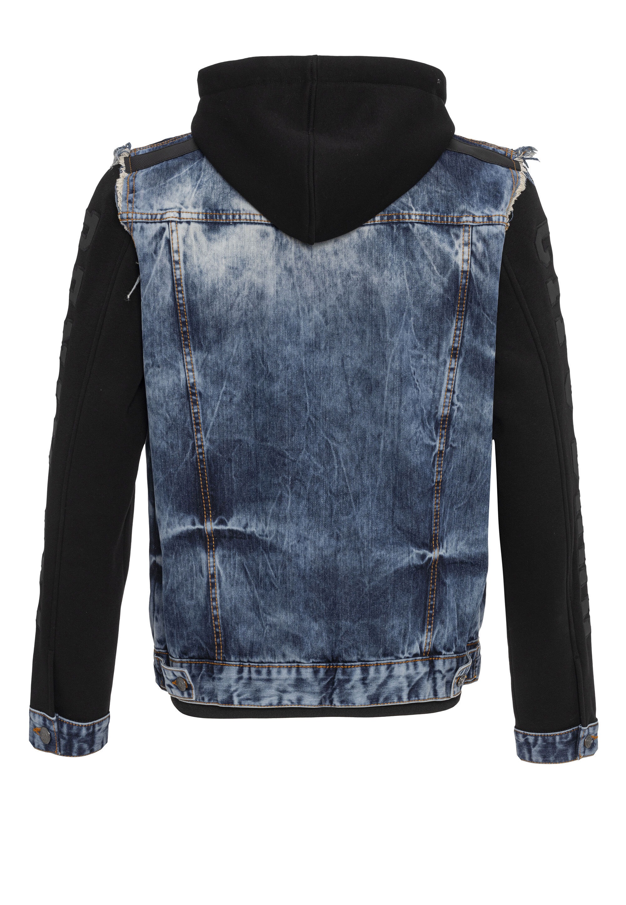 Cipo & Baxx Jeansjacke »CJ309« mit Kapuze Metallknöpfe und markante Ziernähte
