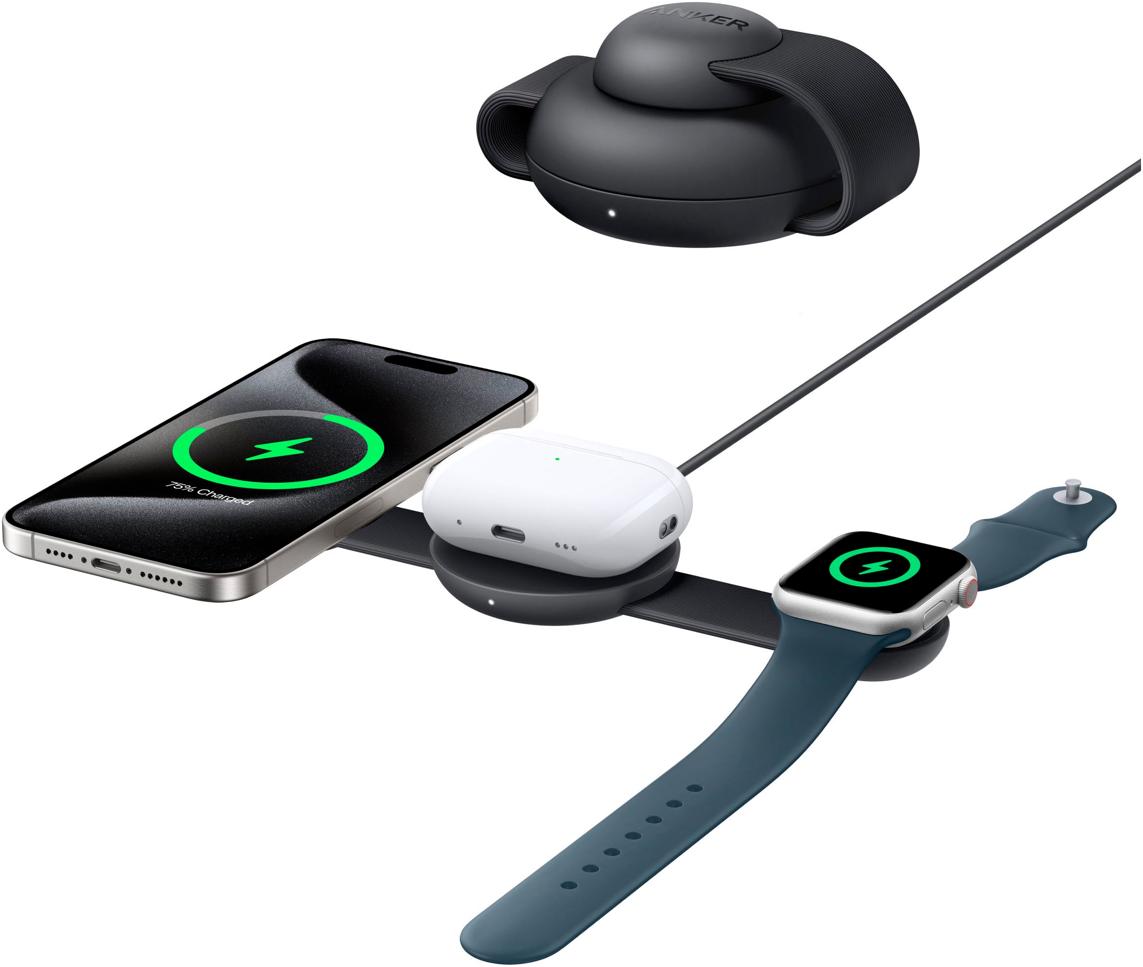 Anker Smartphone-Ladegerät »MagGo Wireless Charging Station (3-in-1, Foldable Pad)«
