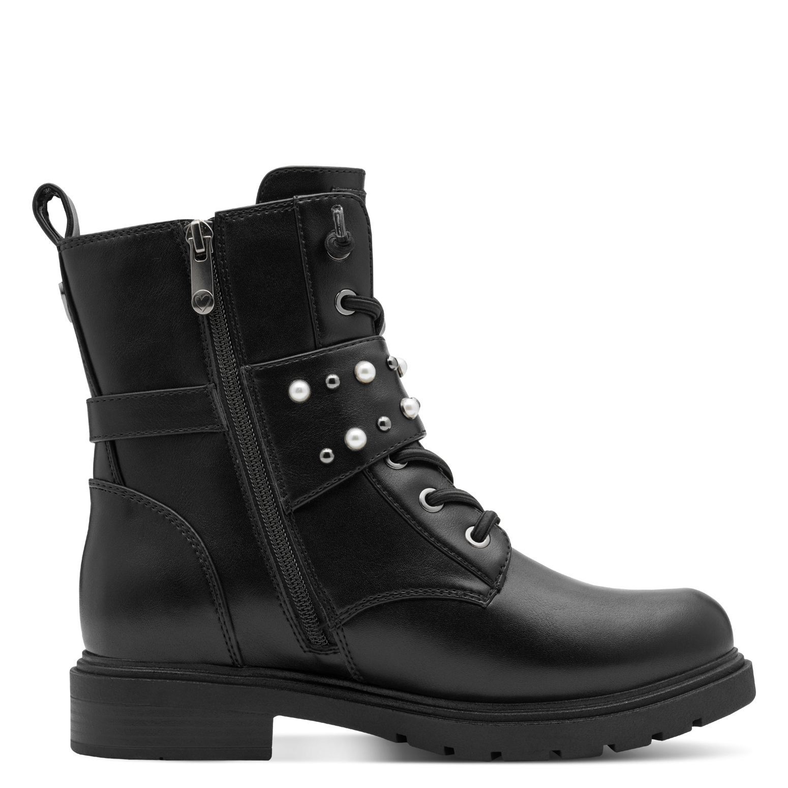 MARCO TOZZI Schnürstiefelette  , Blockabsatz, Schnürboots mit Zierschnallen und Zierperlen