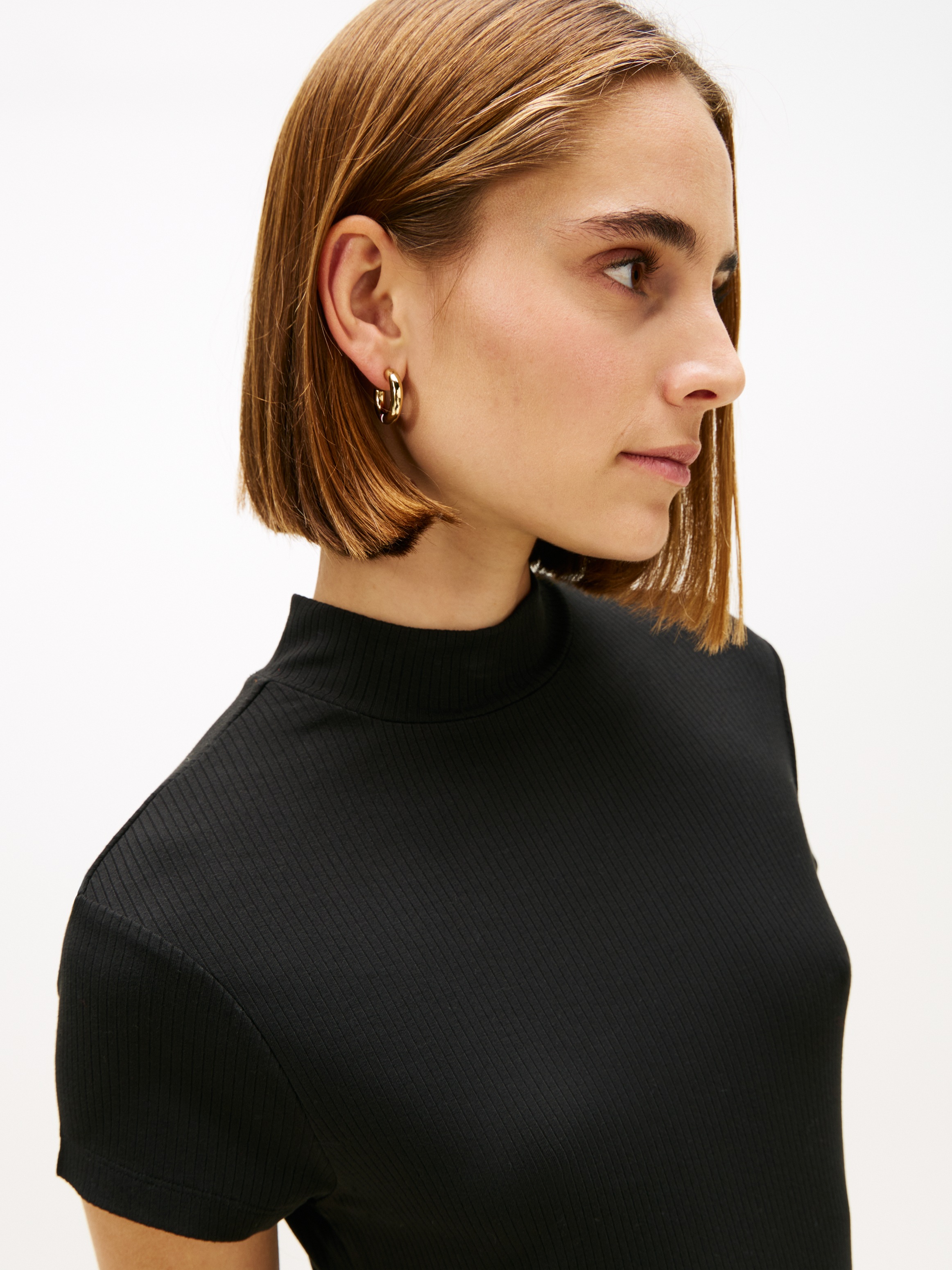 Thumbnail - Tommy Hilfiger Jerseykleid "SLIM 5X2 RIB MOCK-NK SS DRS" in gerippter Struktur