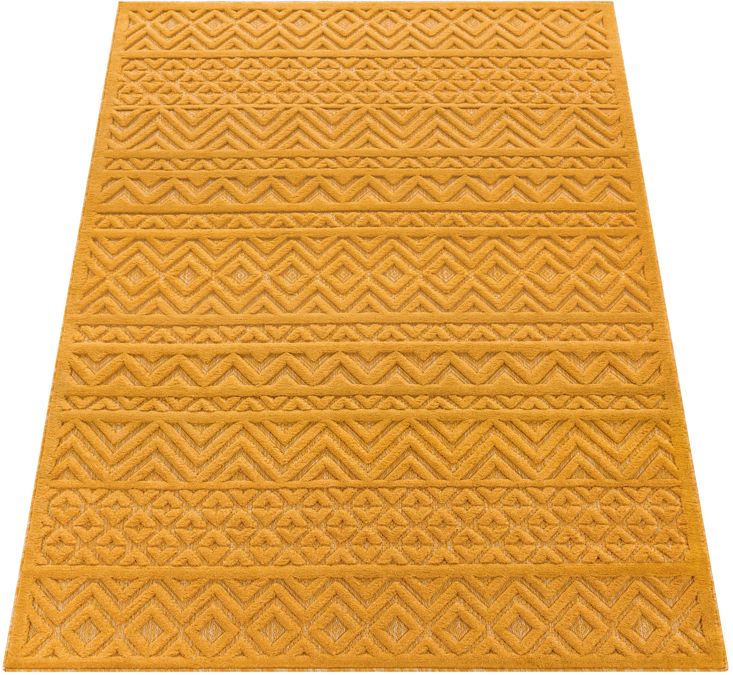 Paco Home Teppich »Livorno rechteckig, Rauten Muster, geeignet Rechnung Uni-Farben, Scandi, BAUR 673«, Hoch-Tief Effekt, Outdoor auf 