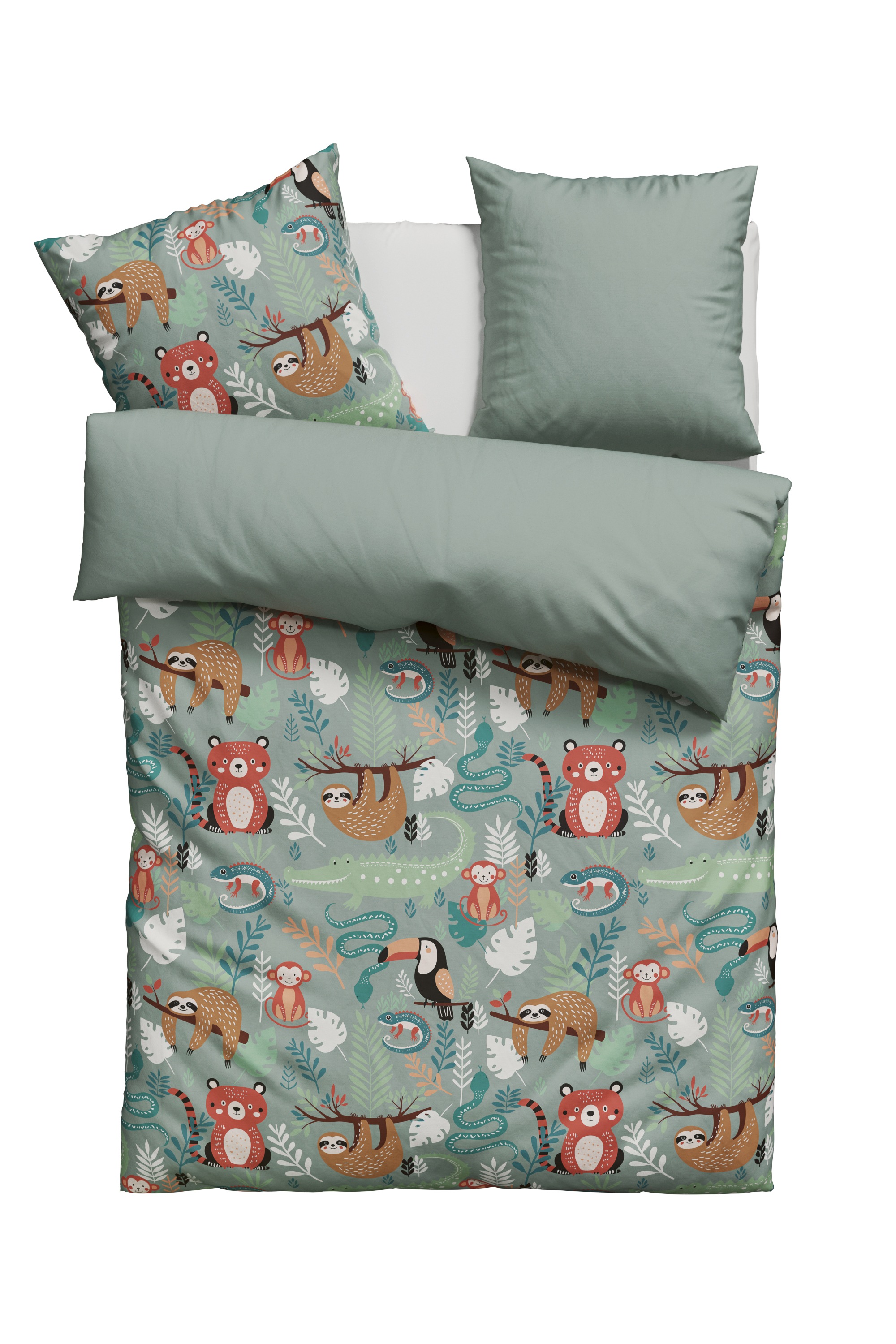 Lüttenhütt Kinderbettwäsche »CUDDLEE«, in vielen Designs: Dino,Einhorn,Weltraum,Baustelle,Herz,Trecker,Safari