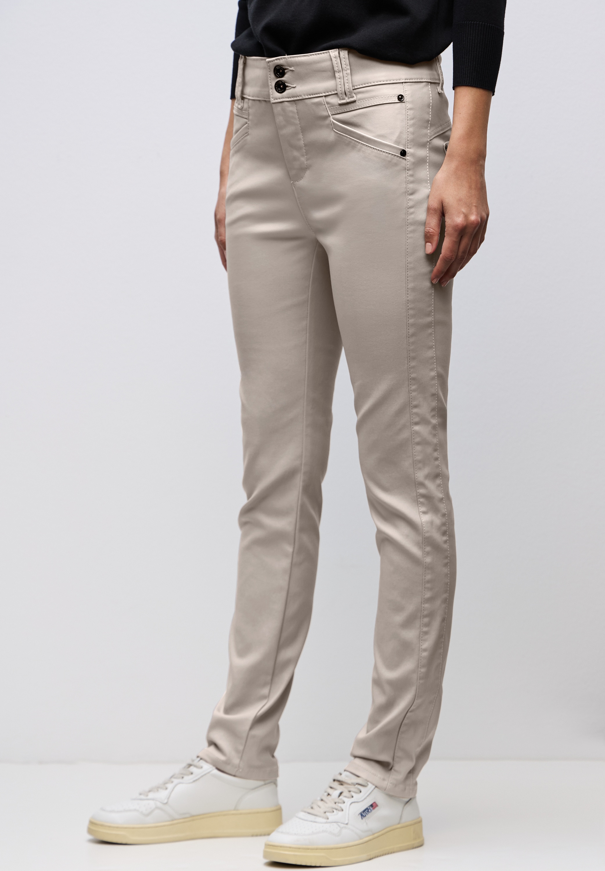STREET ONE Lederimitathose mit Coating günstig online kaufen