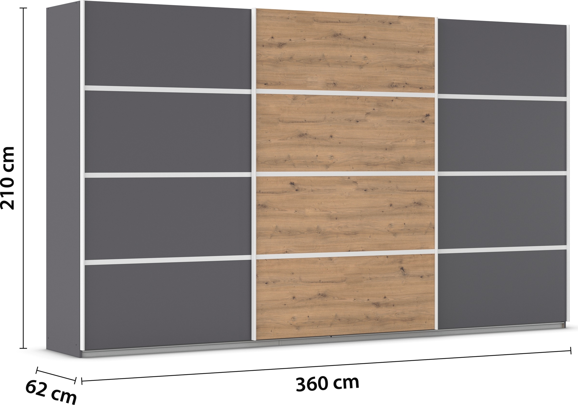 rauch Kleiderschrank »Schwebetürenschrank OTTO´s Choice Garderobe Schrank TOP ANGEBOT Avola«, (in 3 verschiedenen Ausstattungen BASIC/CLASSIC/PREMIUM), mit eleganten Zierleisten in Chrom, Schwarz oder Weiß MADE IN GERMANY