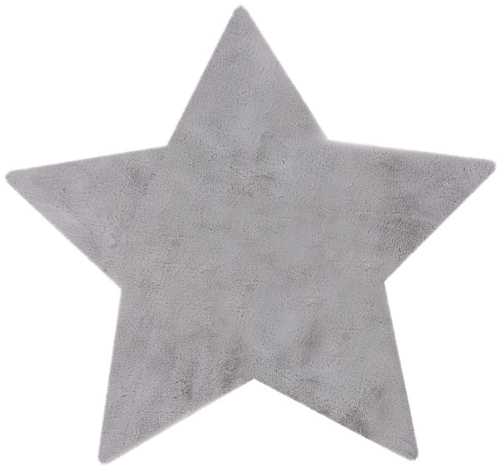 Kinderteppich KAYOOM "Lille 868", grau, B:86cm H:15mm L:86cm Ø:86cm, Polyester, Teppiche, Kinderteppich, Kurzflor, Rabbit, weich flauschig, Stern Kontur