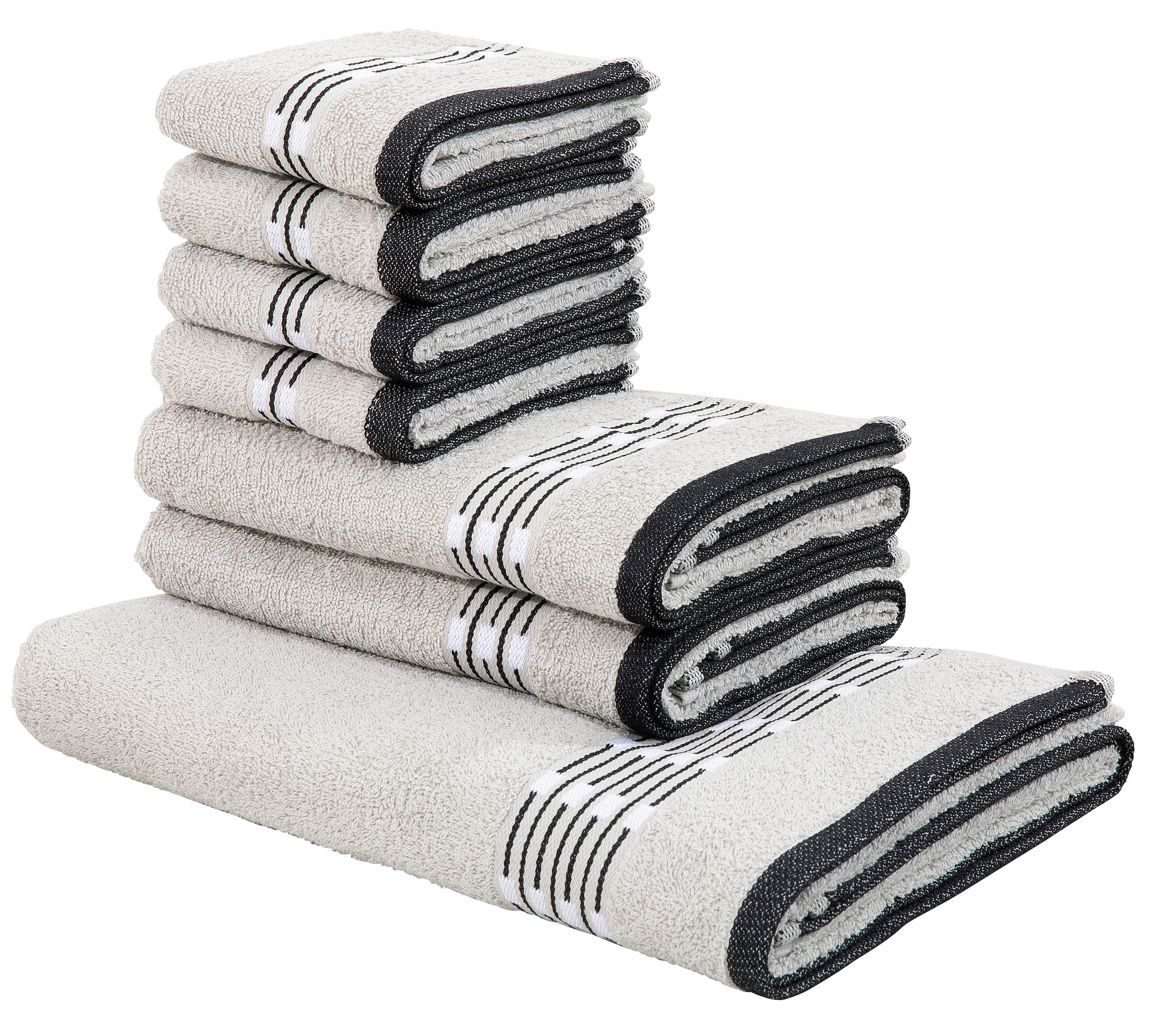 Set bestellen »Jonnie«, | BAUR home Bordüre Handtuchset Set, 7 100% Handtuch Handtücher Walkfrottee, tlg., mit Baumwolle, aus my gemusterter