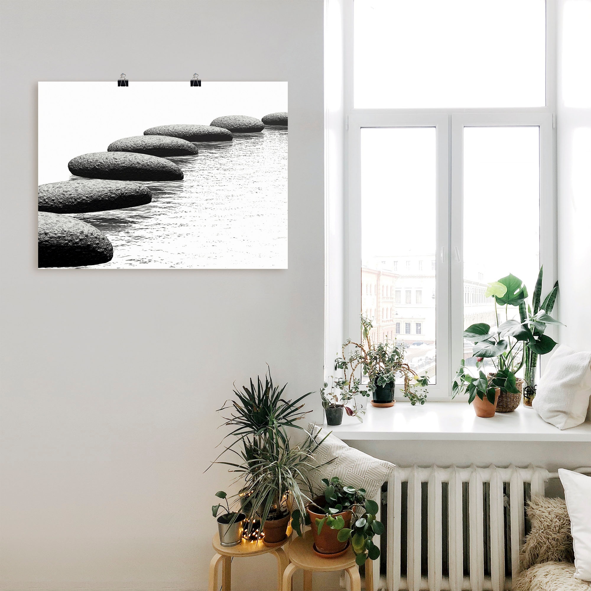 Artland Wandbild »Ein Kiesel auf einem Hintergrund«, Gewässer, (1 St.), als Alubild, Outdoorbild, Leinwandbild, Wandaufkleber, versch. Größen