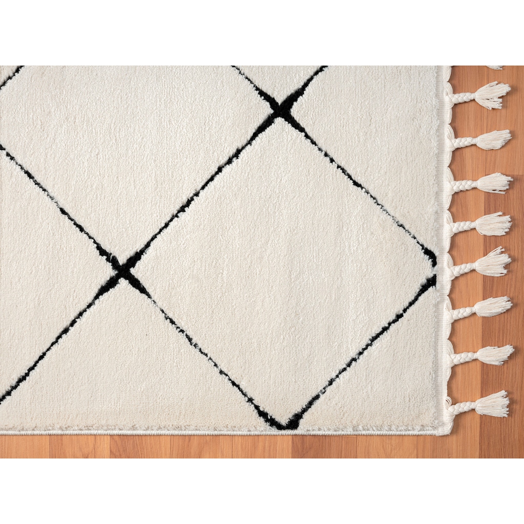 Myflair Möbel & Accessoires Hochflor-Teppich »Moroccan Square«, rechteckig, modern, marokkanisches Design, Rauten Muster, weich durch Hochflor