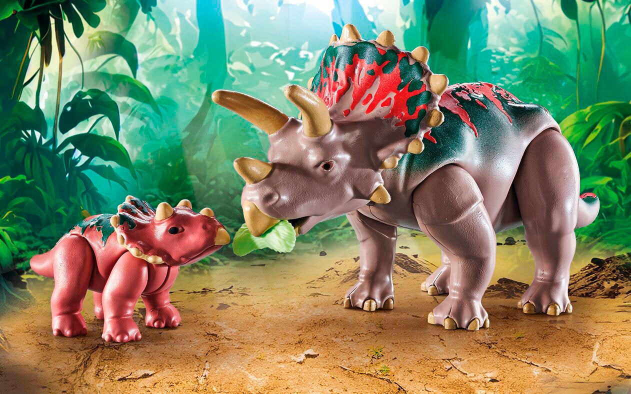 Playmobil® Konstruktions-Spielset »Triceratops mit Jungtier (71821), Playmobil Dinos«, (29 St.)