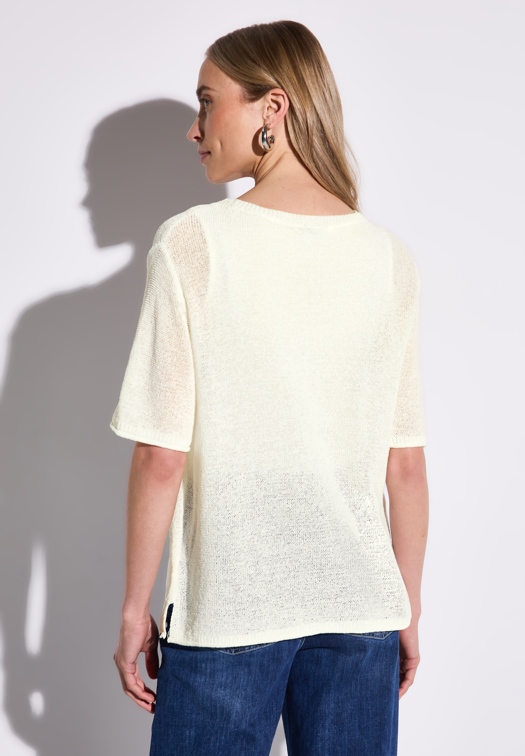 Thumbnail - STREET ONE Strickpullover mit seitlichen Schlitzen, halbarm