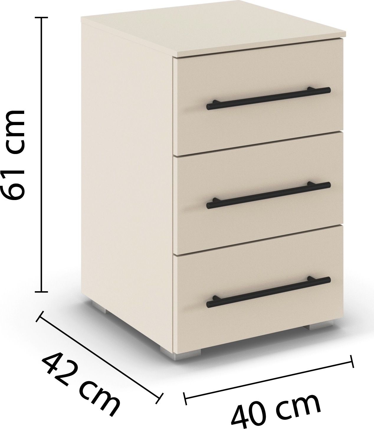 rauch Nachtkommode »Nachttisch Nachtkonsole AVOLA in Dekorfront« Breite 40 cm inkl. Soft-Close-Funktion,  mit 3 geräumigen Schubladen für viel Stauraum MADE IN GERMANY