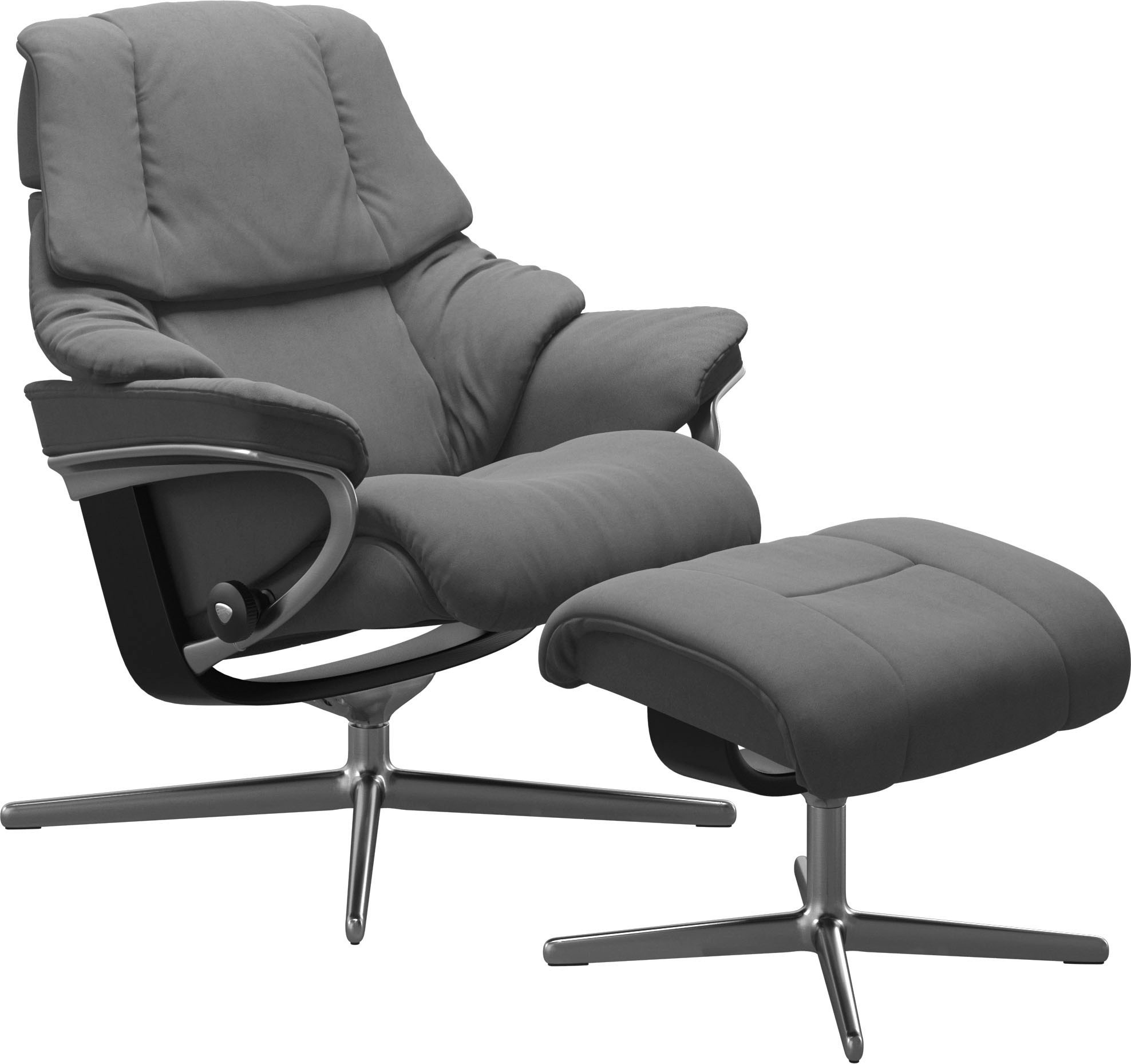 Stressless® Relaxsessel »Reno«, (Set, Relaxsessel mit Hocker), mit Hocker, mit Cross Base, Größe S, M & L, Holzakzent Schwarz