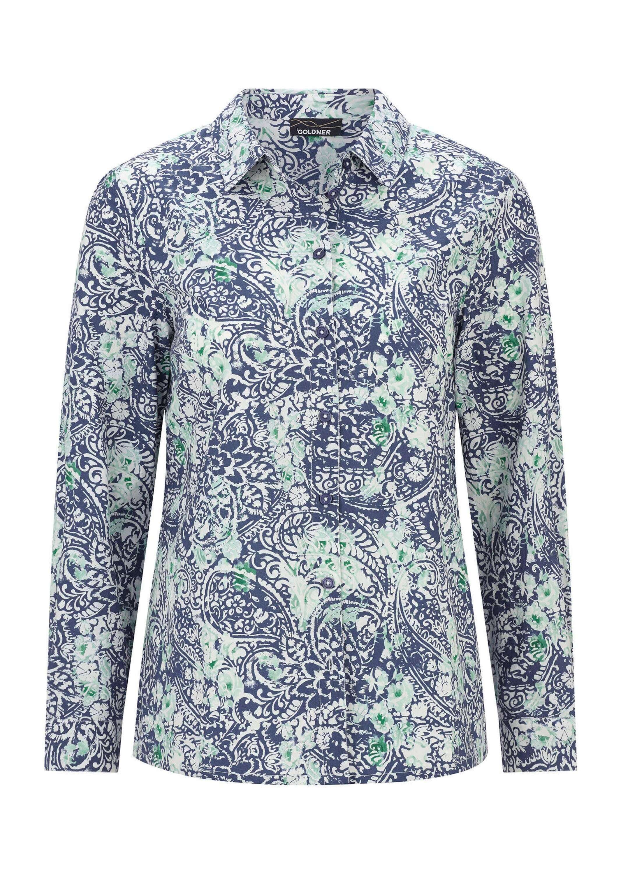 GOLDNER Hemdbluse "Kurzgröße Hemdbluse mit Paisley-Druck" Sattel im Rückteil
