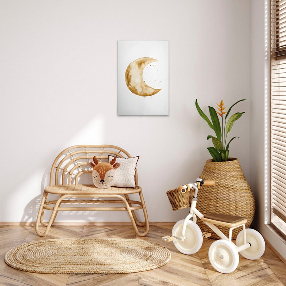 A.S. Création Leinwandbild "Golden Crescent - Wandbild Weiß Gelb Gold Keilr günstig online kaufen