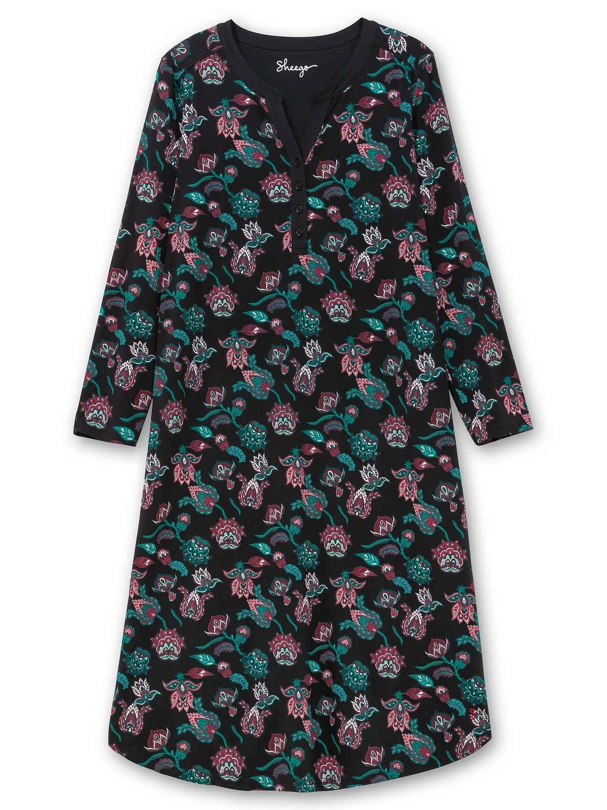 Sheego Nachthemd »Große Größen«, mit Blumenprint und Knopfleiste