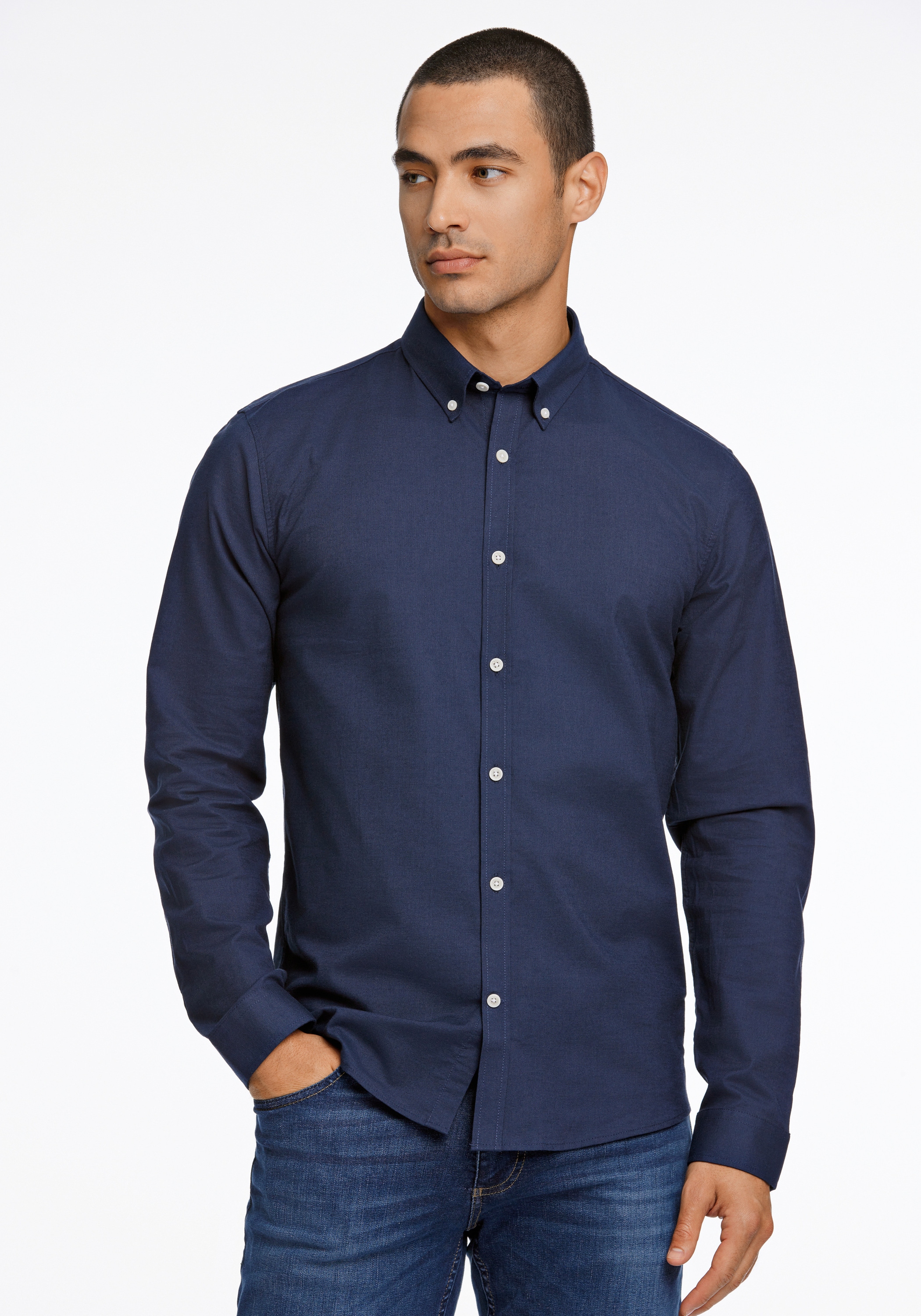 LINDBERGH Langarmhemd, mit Button-Down-Kragen günstig online kaufen
