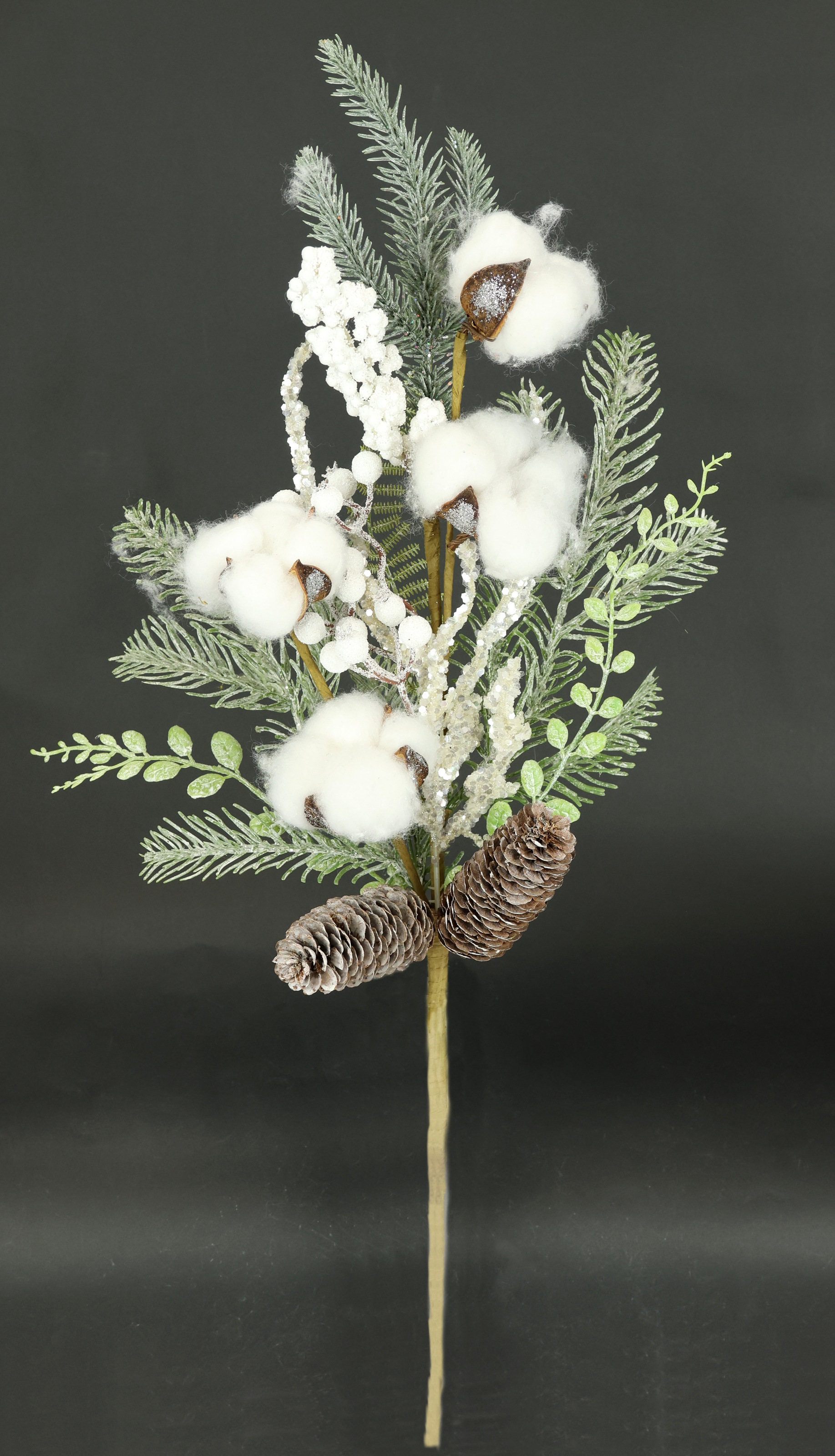 I.GE.A. Kunstzweig "Künstlicher Zweig Zapfen/Beeren/Baumwolle/Tanne", Dekoz günstig online kaufen
