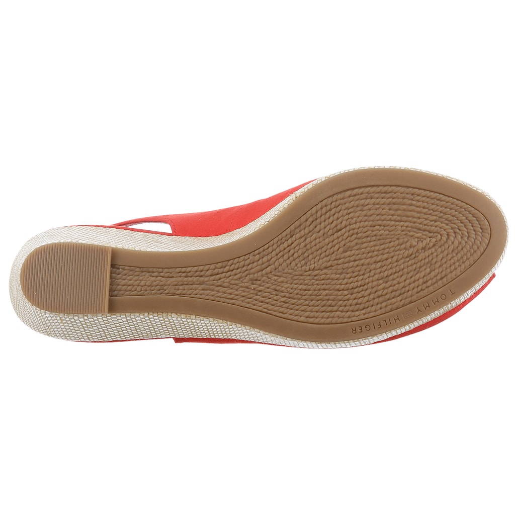 Tommy Hilfiger Sandalette »ICONIC ELBA SLING BACK WEDGE«, Sommerschuh, Sandale, Keilabsatz, mit Jutebesatz