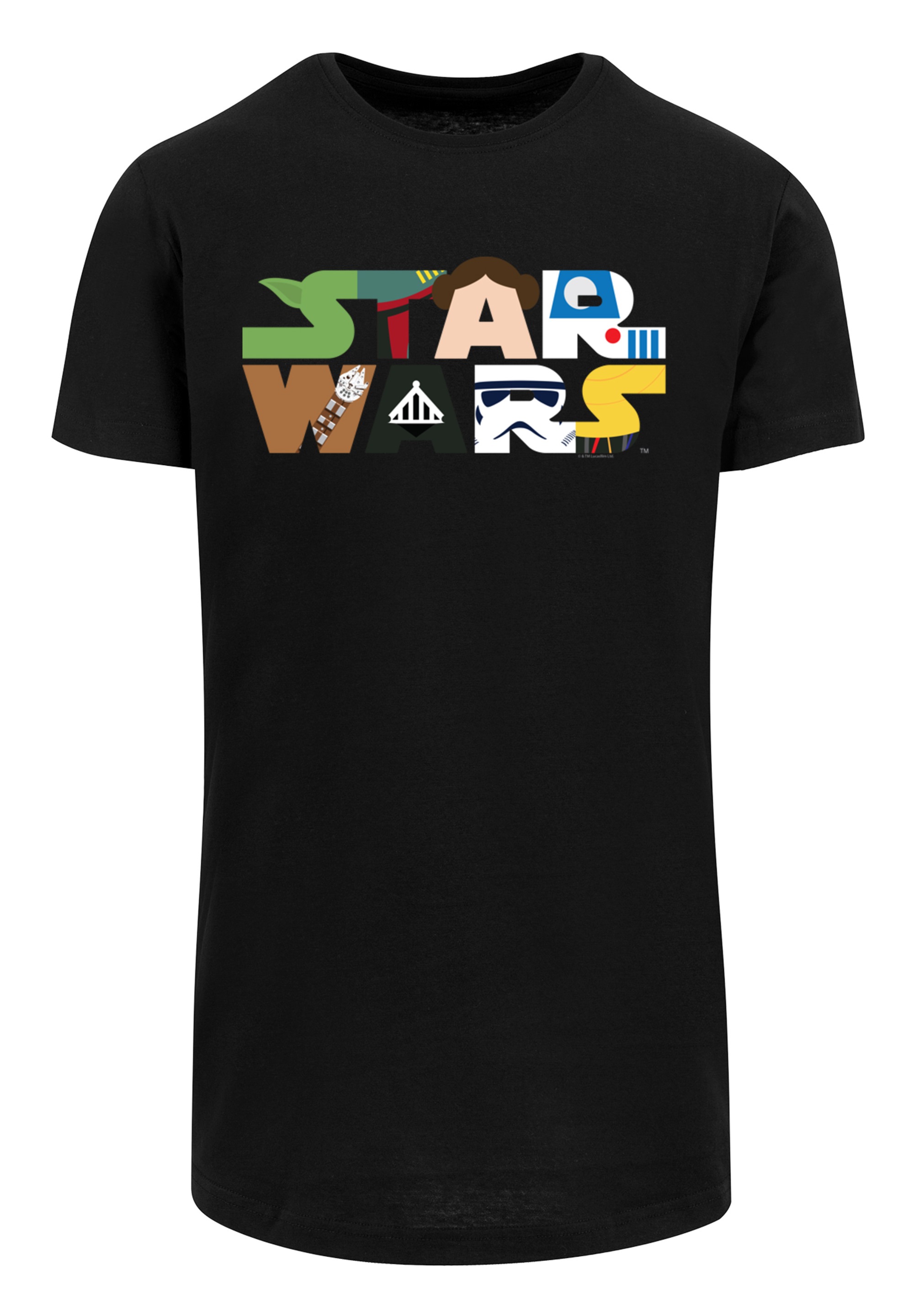 F4NT4STIC Kurzarmshirt "F4NT4STIC Herren Star Wars Character Logo with Shaped Long Tee"