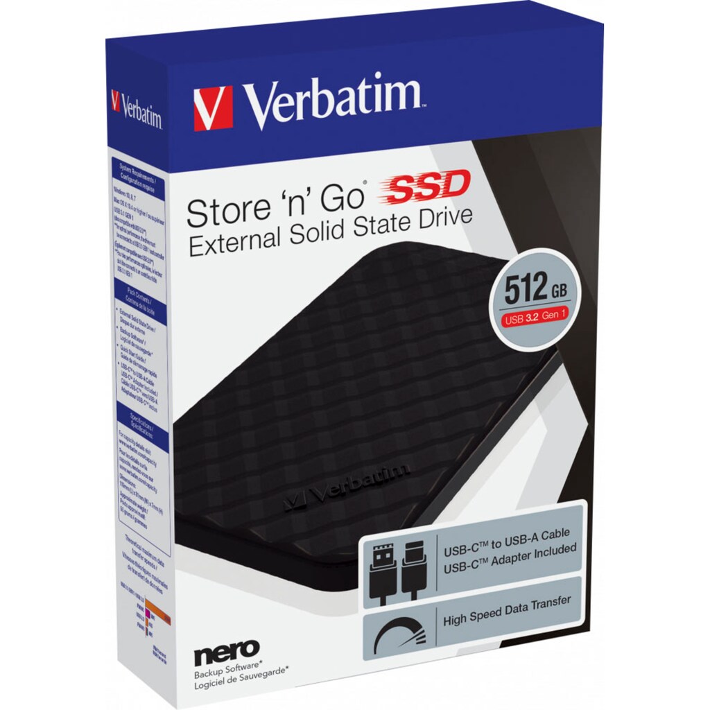 Verbatim externe SSD »Store 'n' Go«, Anschluss USB 3.2 Gen-1