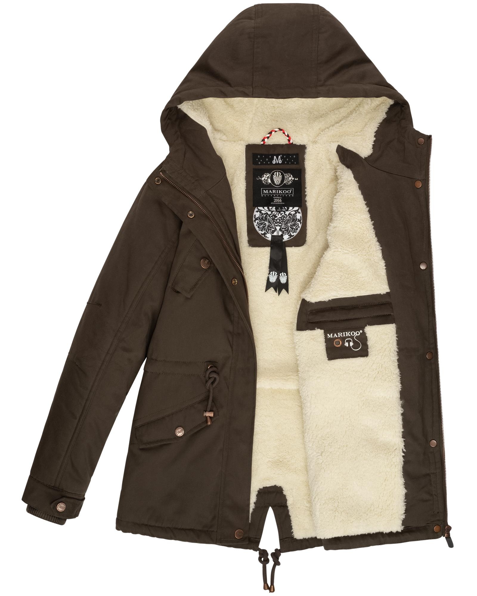 Marikoo Winterjacke »Manolya«, mit Kapuze, stylischer Kurzmantel mit weichem Teddyfell-Futter