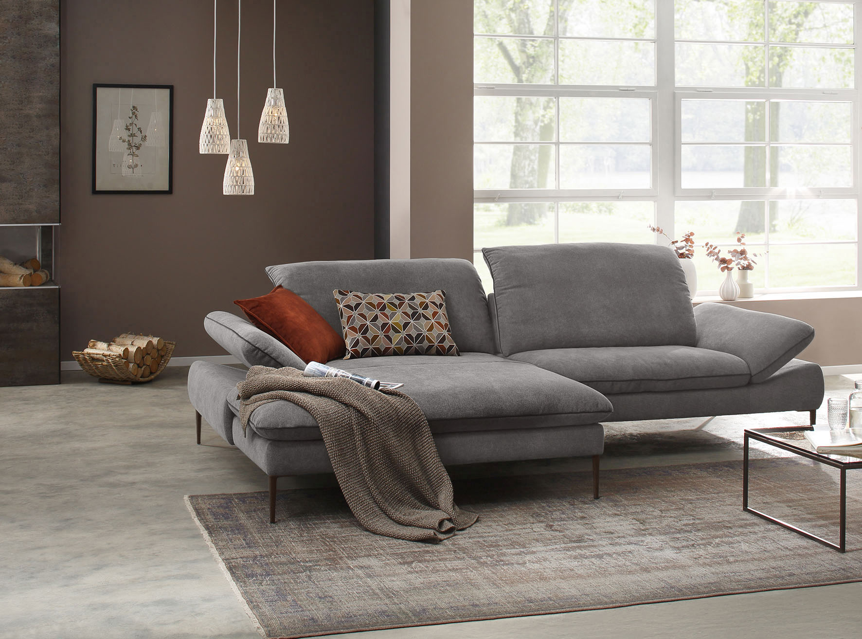 W.SCHILLIG Ecksofa "enjoy&MORE, Designsofa, elegant und bequem, L-Form" Sitztiefenverstellung, Füße bronze pulverbeschichtet, Breite 294 cm
