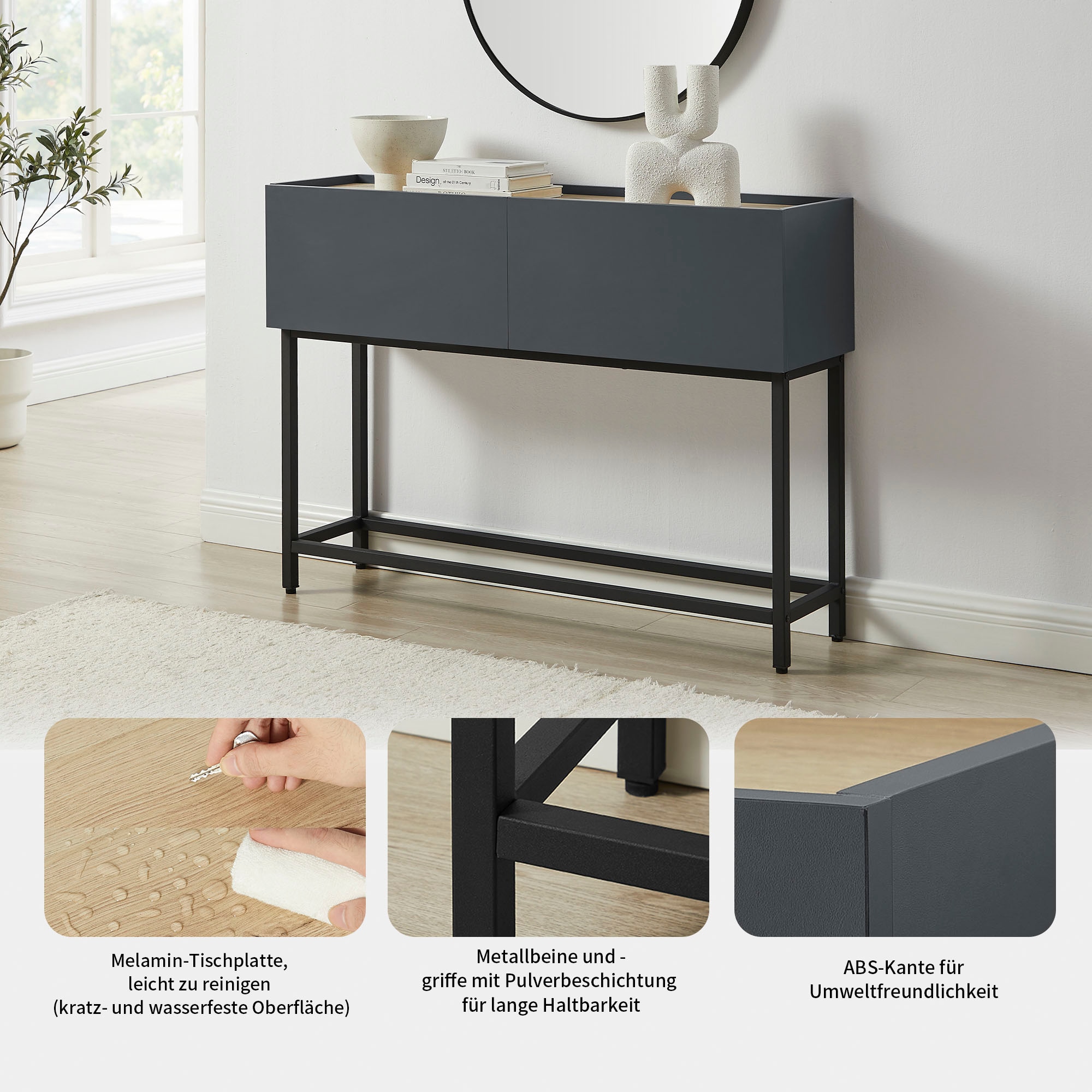 OTTO home Konsolentisch »Azly«, pflegeleichte Melaminoberfläche, Metallgestell, Breite 120 cm