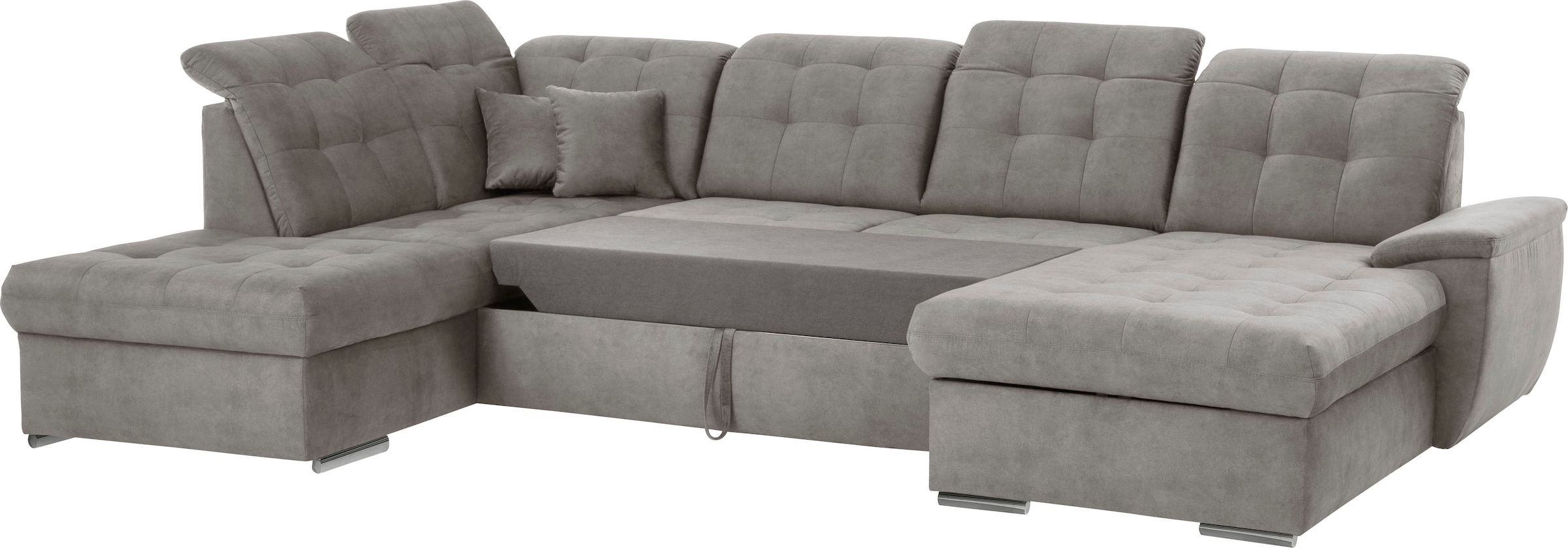 exxpo - sofa fashion Wohnlandschaft »Durango, aufwendige Sitz- und Rückenverarbeitung, bequem, U-Form«, inkl. Kopfteilverstellung, wahlweise mit Bettfunktion und Bettkasten