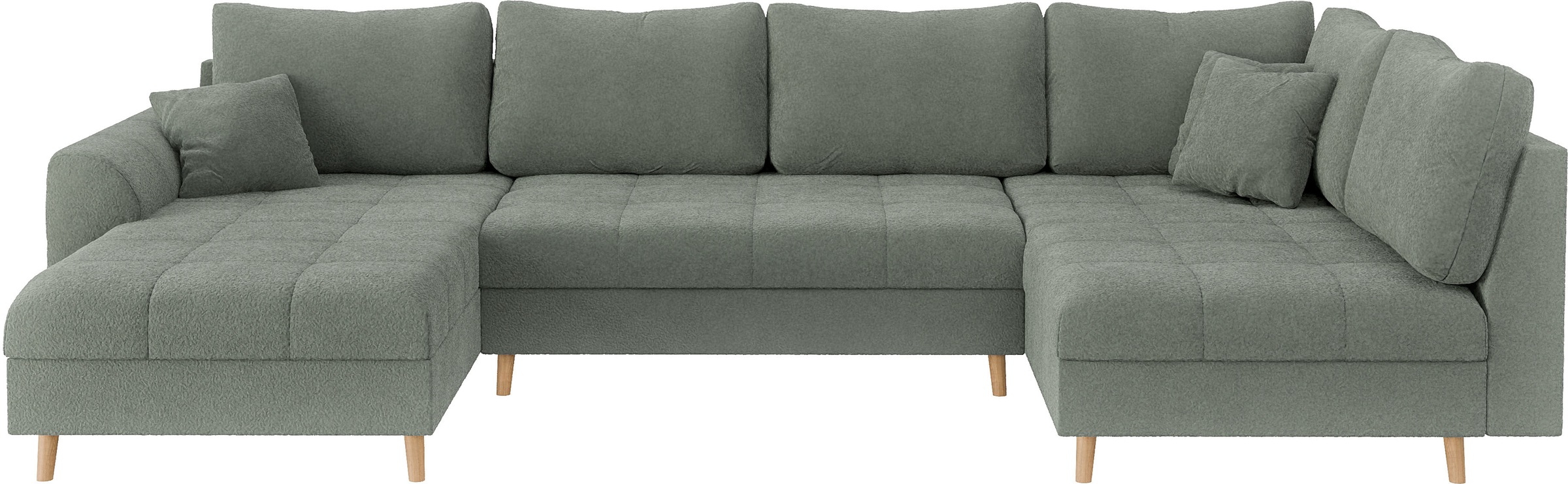Home affaire Wohnlandschaft »CHARRE U-Form mit Ottomane, Maße B/T/H: 310/161/81 cm«, feine Steppung, lose Rücken- und Zierkissen, auch in Cord und Bouclé