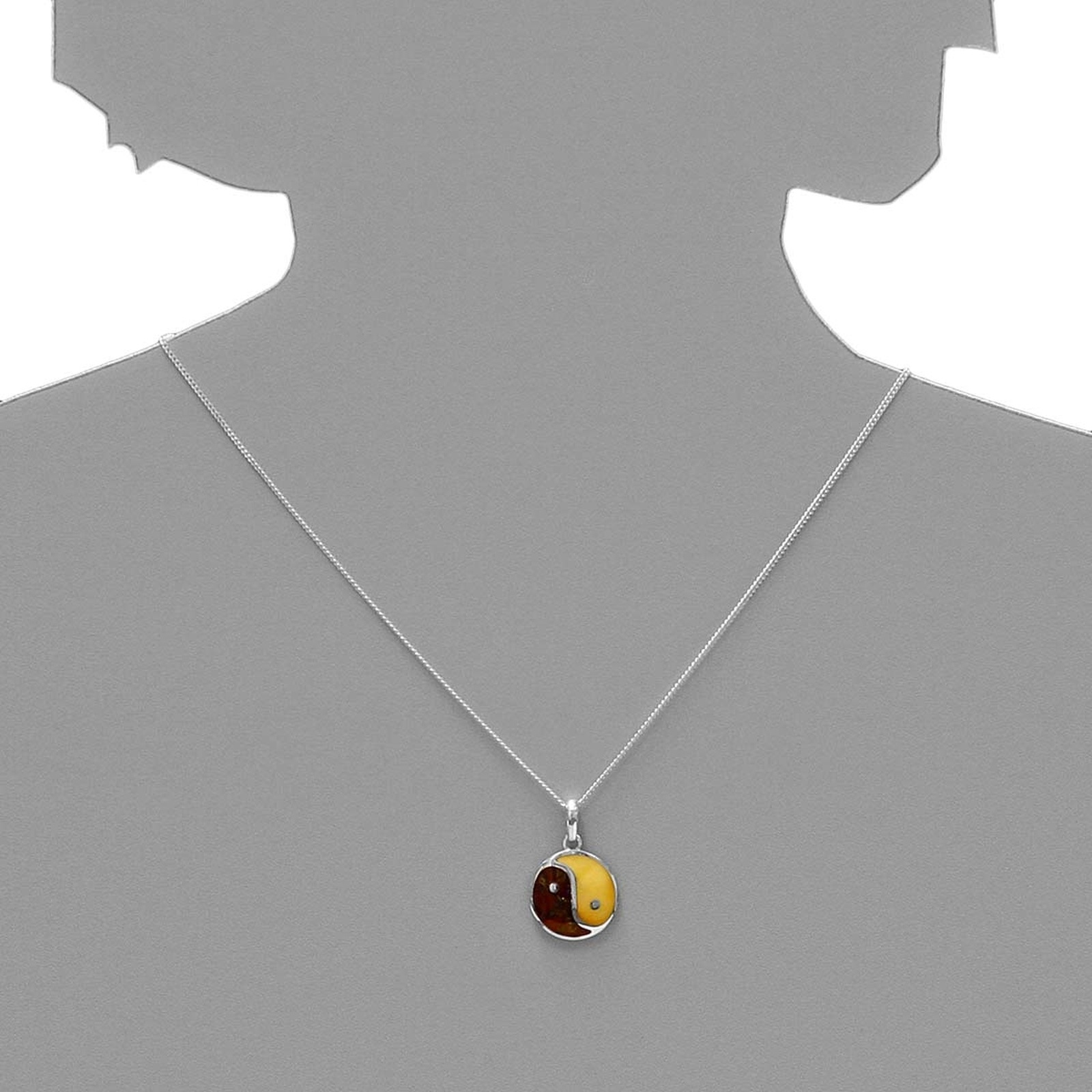 OSTSEE-SCHMUCK Kette mit Anhänger »- Yin-Yang - Silber 925/000 - Bernstein«