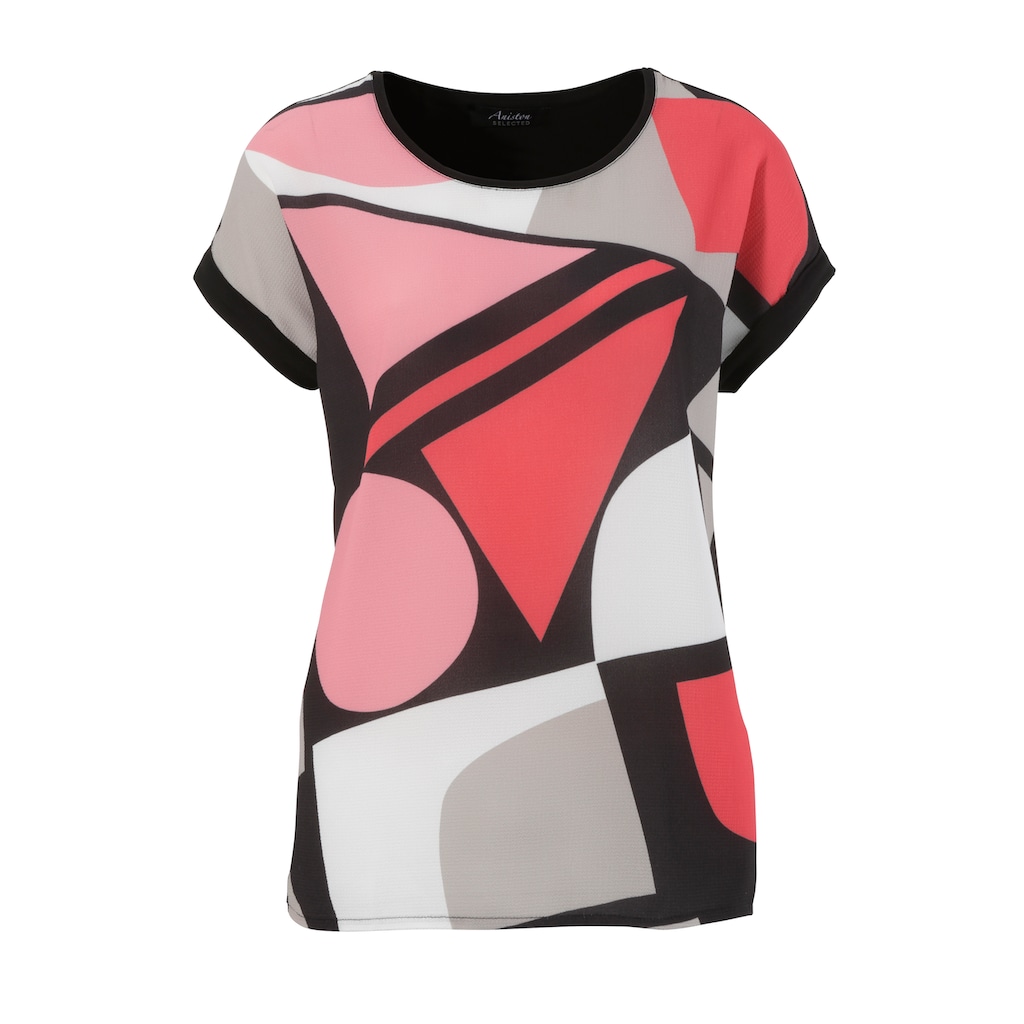 Damenmode Shirts & Sweatshirts Aniston SELECTED Blusenshirt, im Material-Mix schwarz-grau-offwhite-rosé-rot Damenmode Shirts & Sweatshirts Aniston SELECTED Blusenshirt, im Material-Mix schwarz-grau-offwhite-rosé-rot