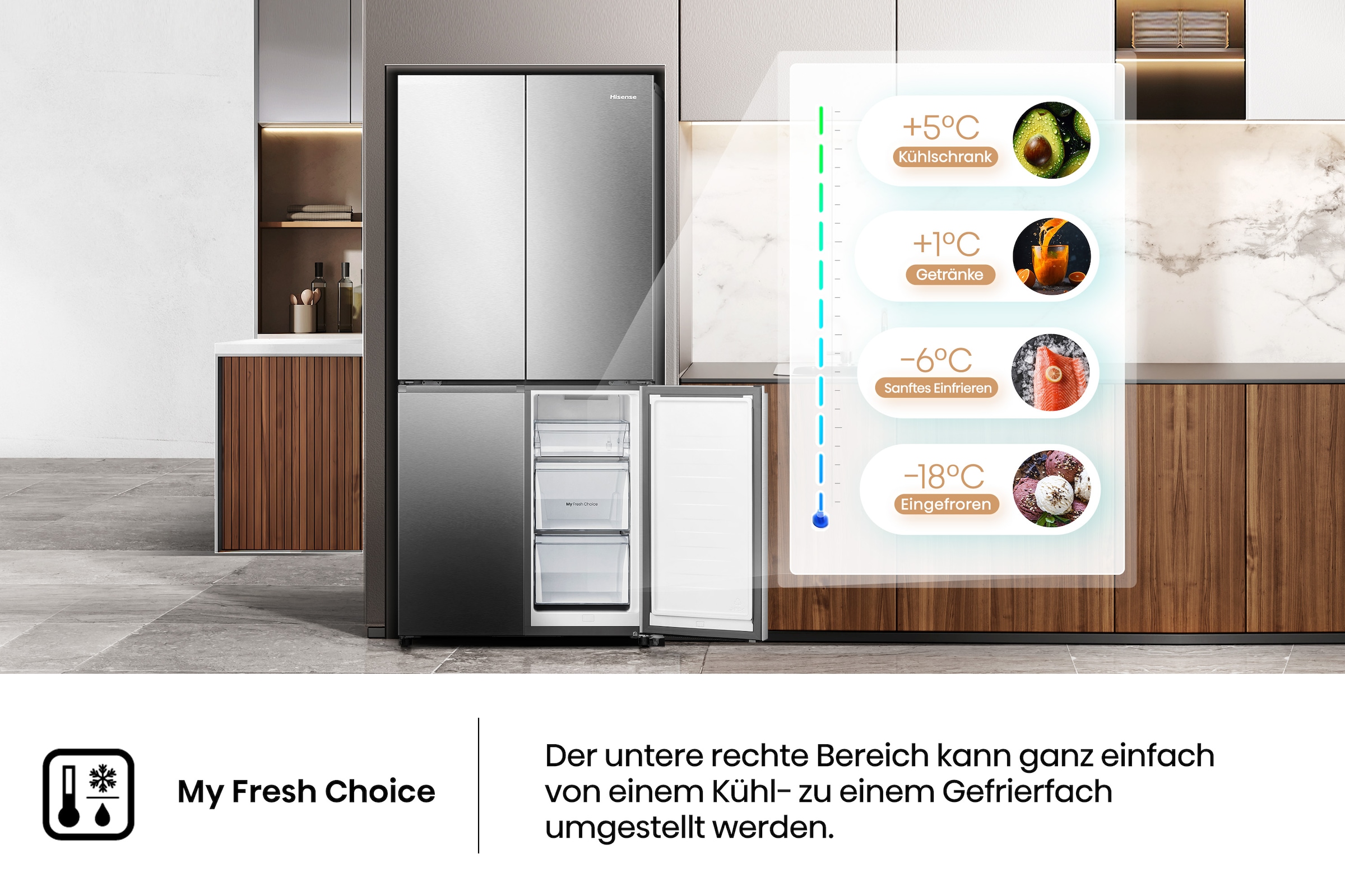 Hisense Multi Door »RQ5P470SAID«, MetalCooling Innenwand