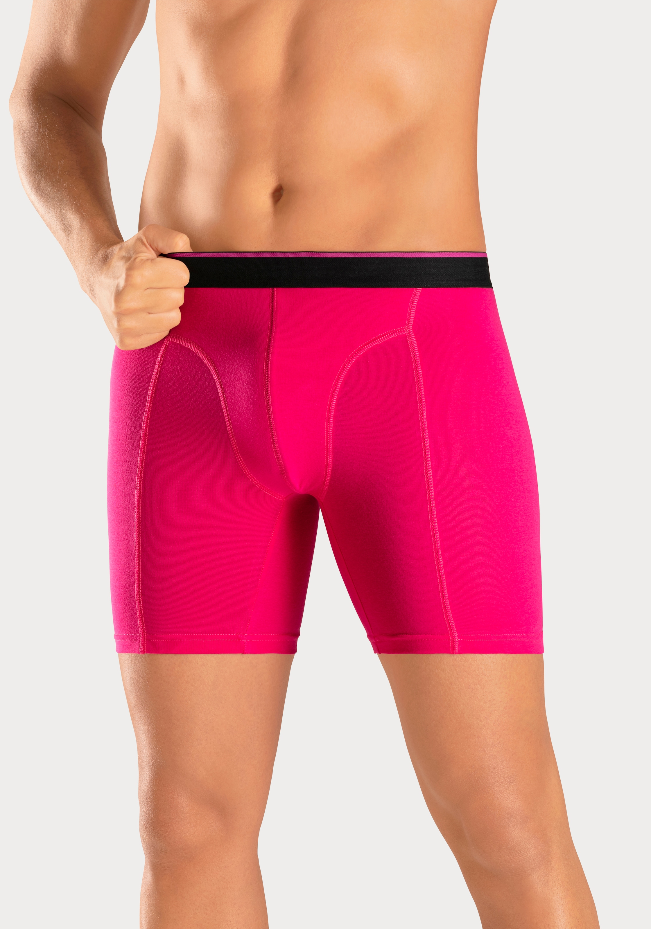 AUTHENTIC LE JOGGER Langer Boxer, (Packung, 5 St.), mit zweifarbigem Webbund und längerem Bein