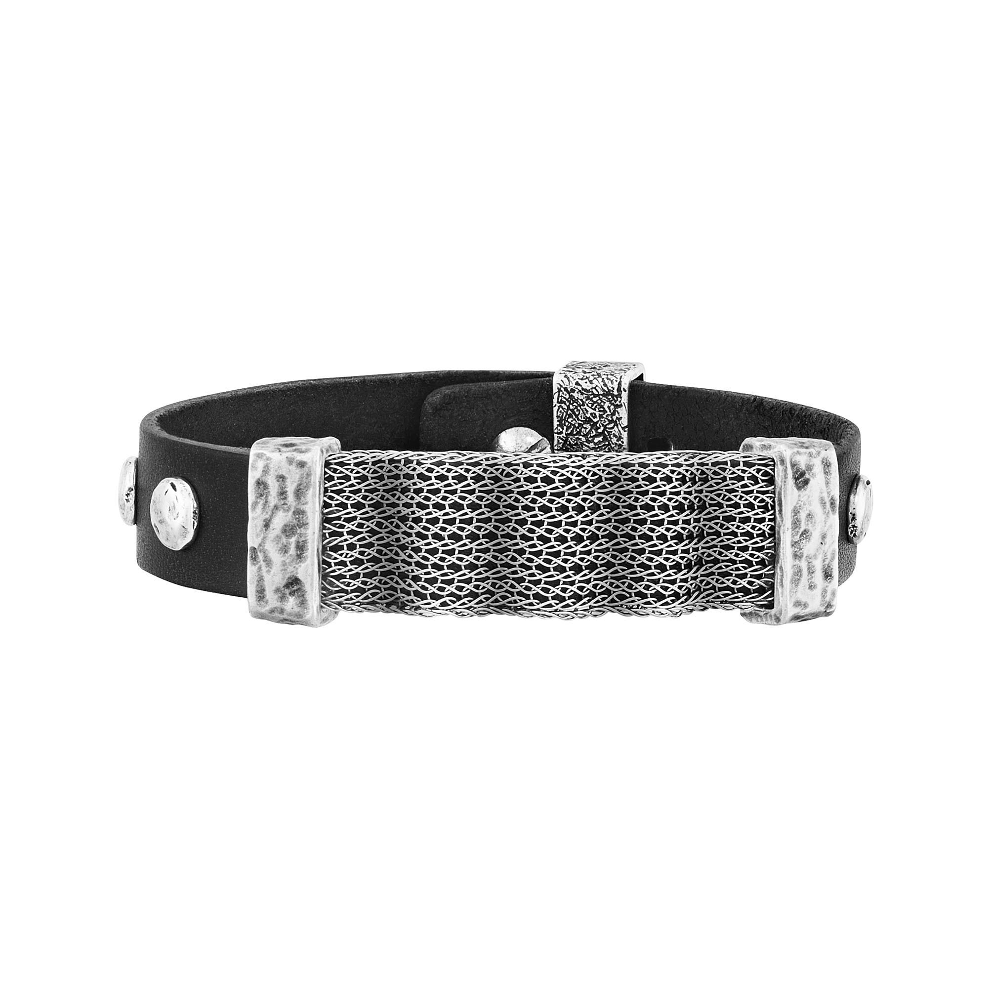 SEVEN-24 Armband »Edelstahl mit schwarzem für Leder« BAUR | ▷