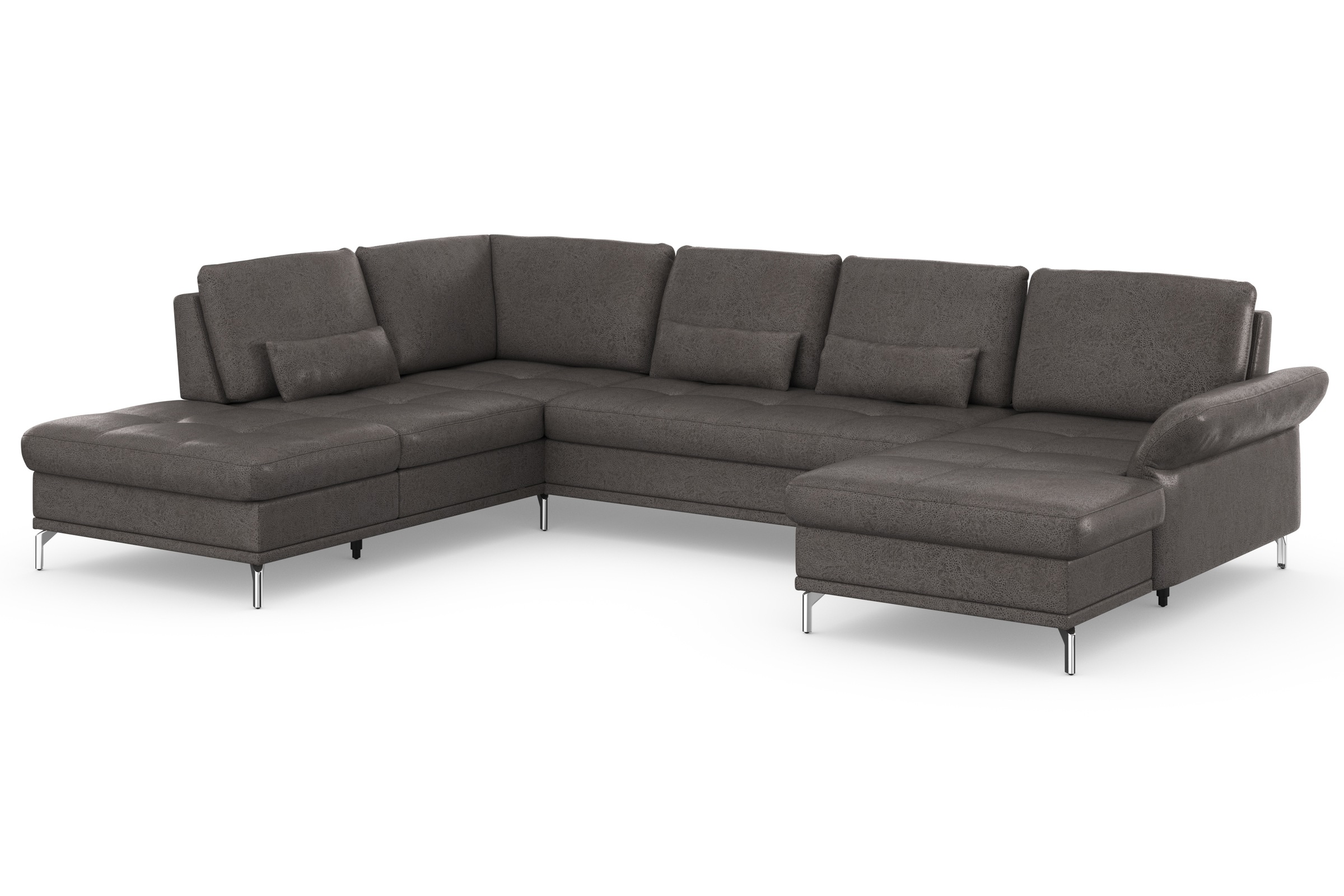 Wohnlandschaft HOME AFFAIRE "Palm Beach U-Form", grau (anthrazit), B:347cm H:89cm T:224cm, 100%Polyester, Sofas, Wohnlandschaft, Federkern, mit Sitztiefenverstellung, wahlweise mit Bettfunktion 6