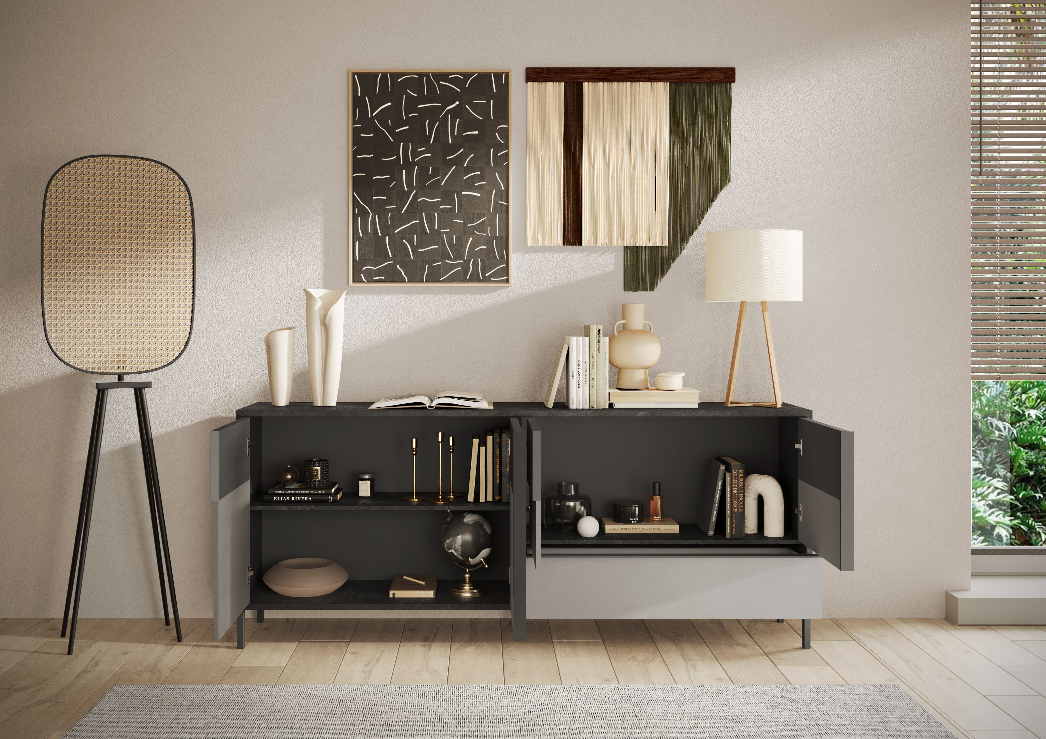 Thumbnail - Home affaire Sideboard "Everest Breite 206 cm, Kommode mit 4 Türen u. 1 Schubkasten" Anrichte, Soft/Self Closing, Korpus...