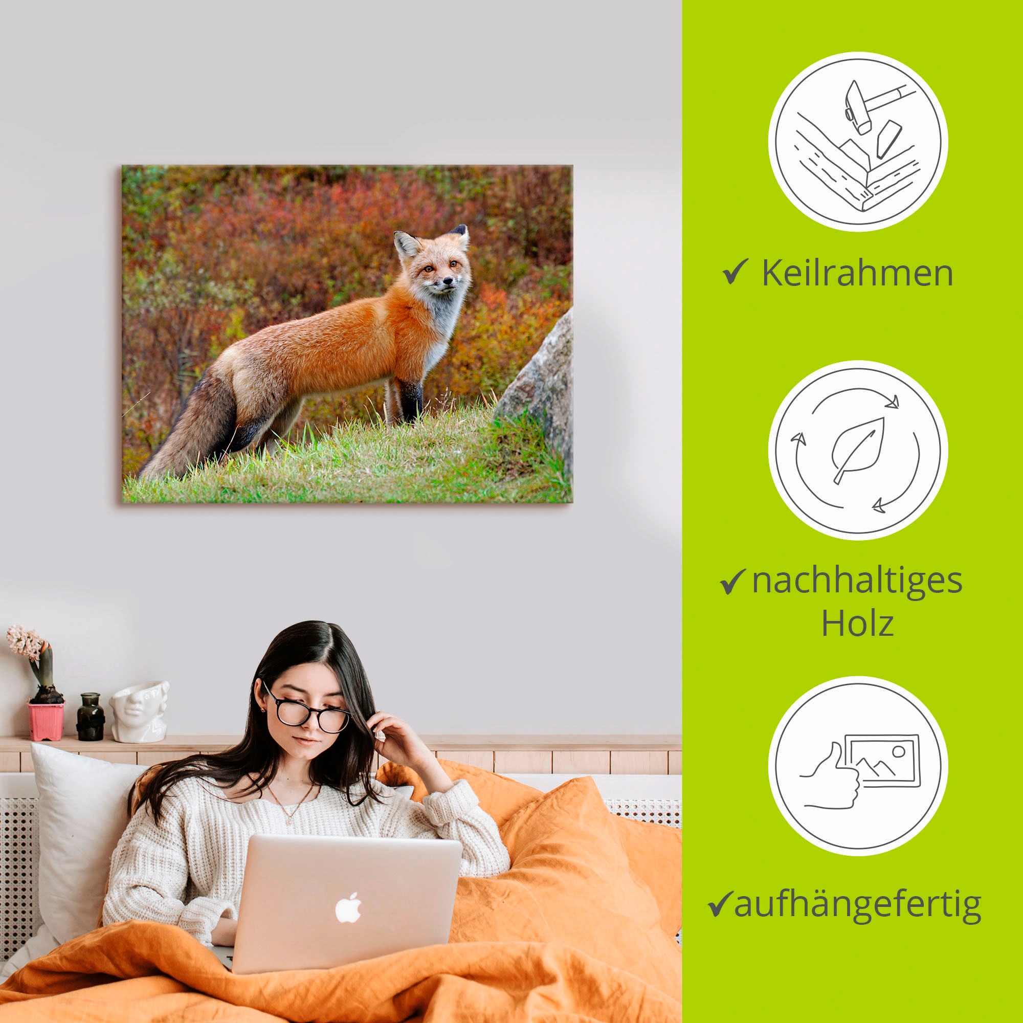Artland Wandbild »Fuchs I«, Wildtiere, (1 St.), als Leinwandbild, Poster in verschied. Größen