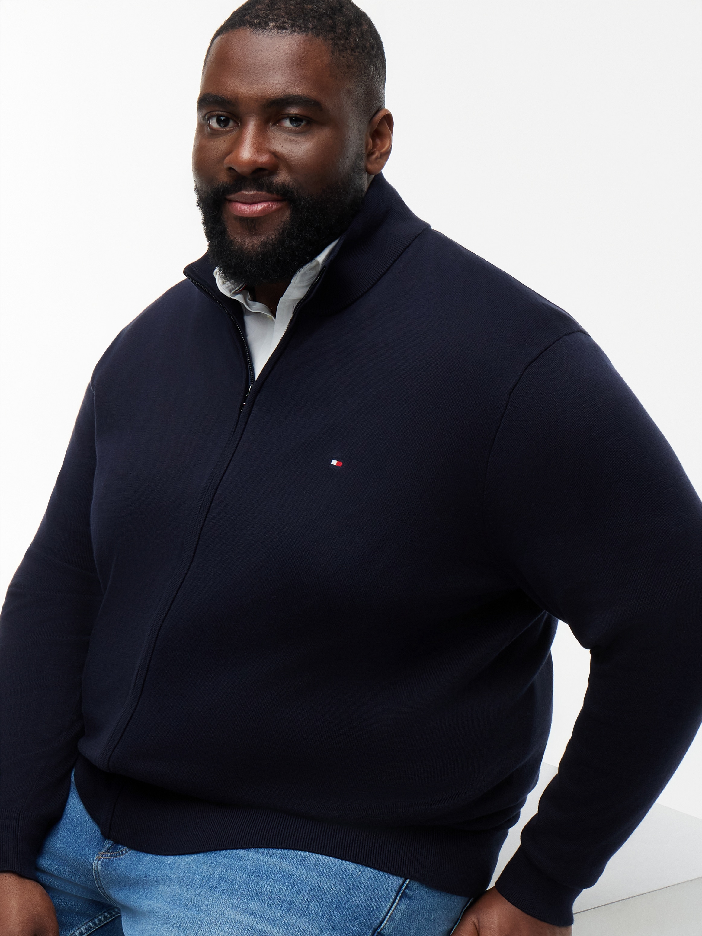 Tommy Hilfiger Big & Tall Strickjacke »BT-ESSENTIAL COTTON ZIP THRU-B« Großen Größen
