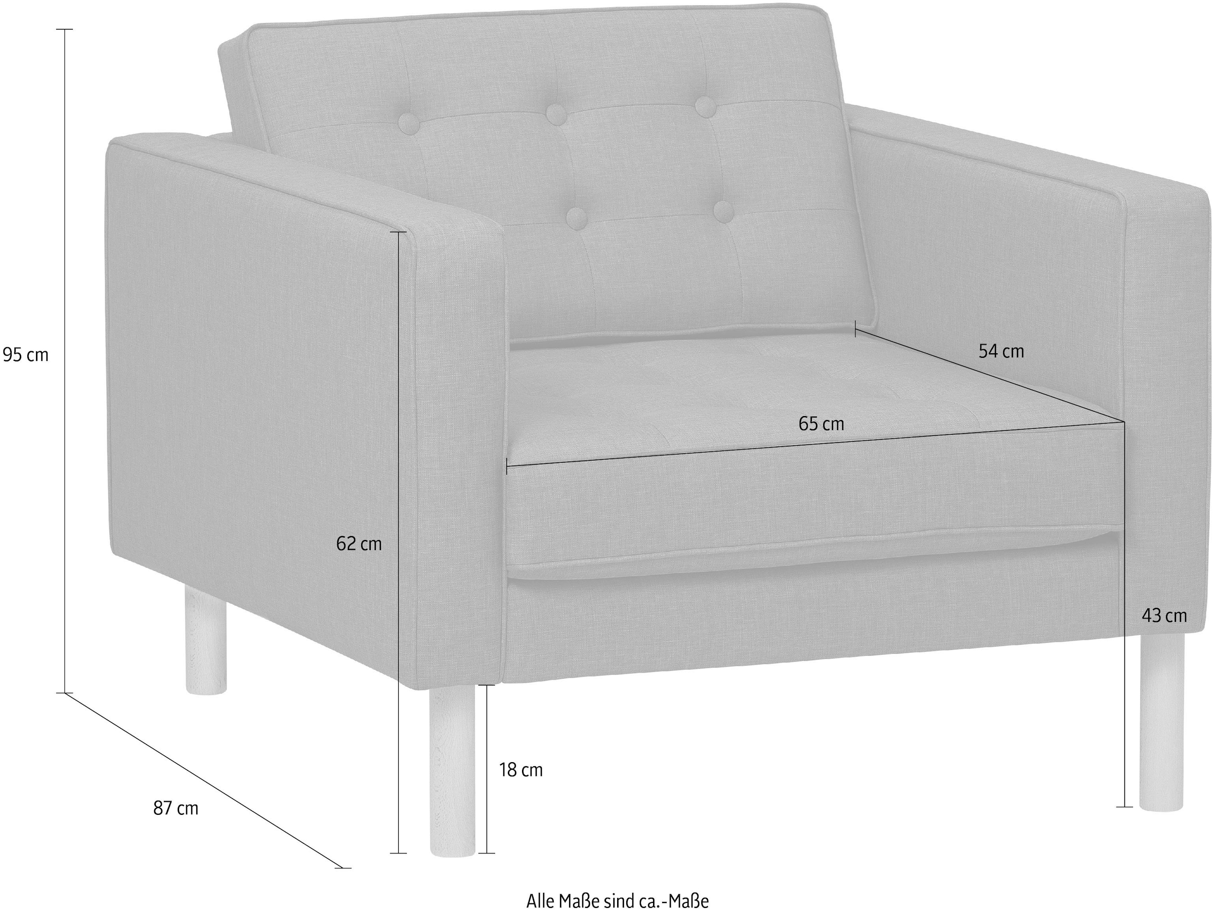 GEPADE Loungesessel »Clubsessel und Designsessel mit aufwendiger Rücken- und Sitzoptik,«, mit buchefarbenen Holzfüße