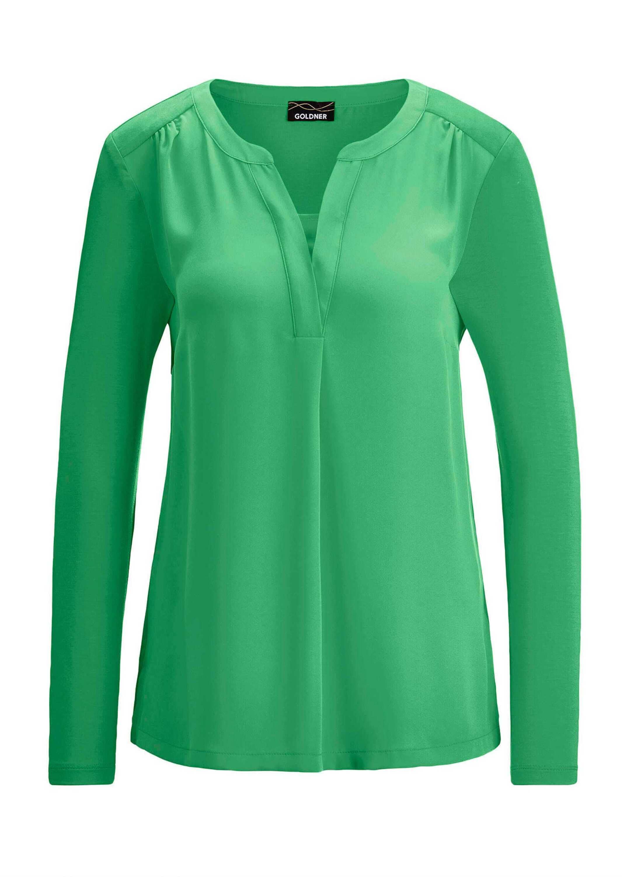 GOLDNER "Elegantes Chiffonshirt mit Jersey-Details" Schlitz