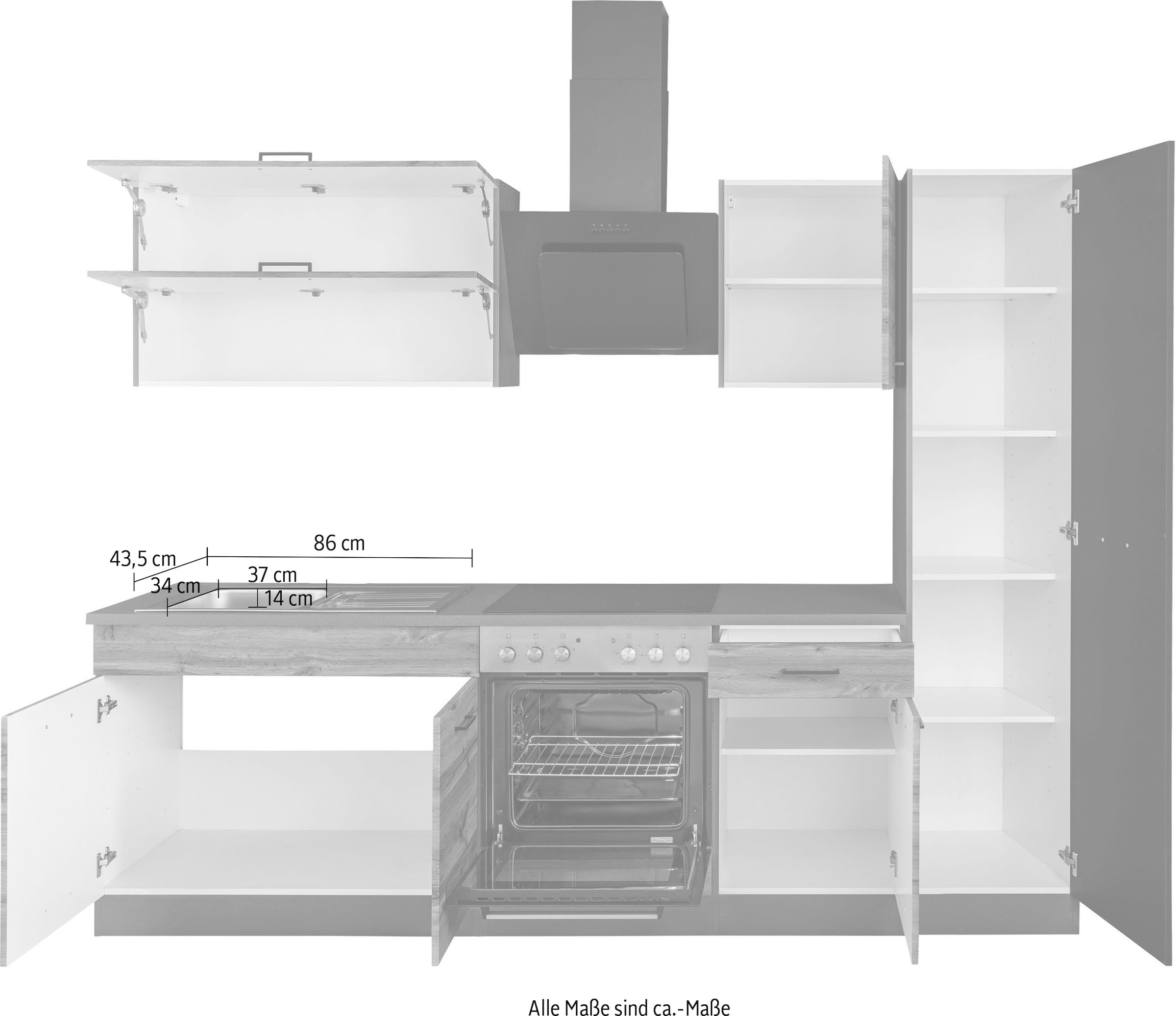 KOCHSTATION Küchenzeile »KS-Trier« ohne E-Geräte, Breite 260 cm