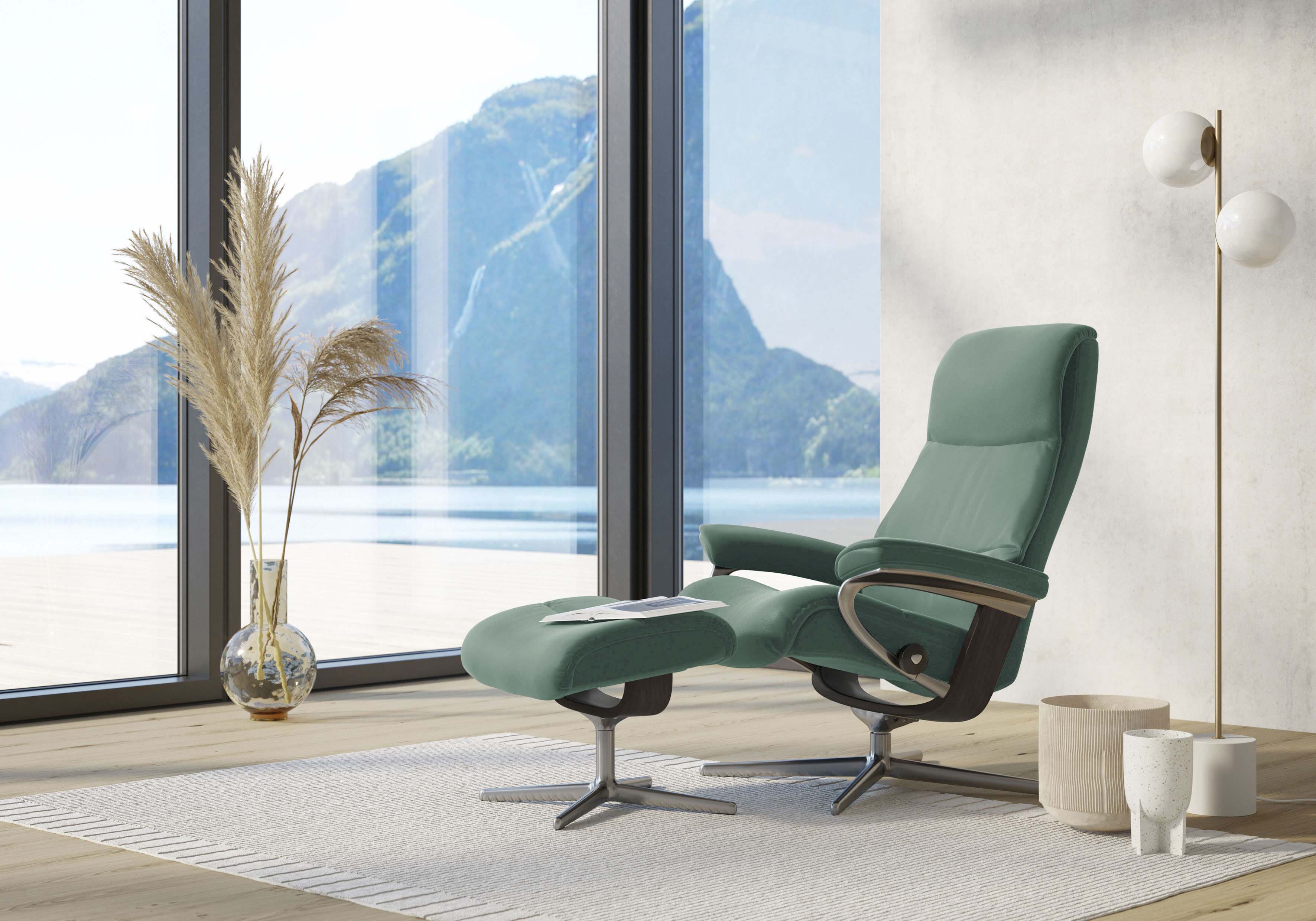 Stressless Relaxsessel "View" mit Cross Base, Größe S, M & L, Holzakzent Wenge