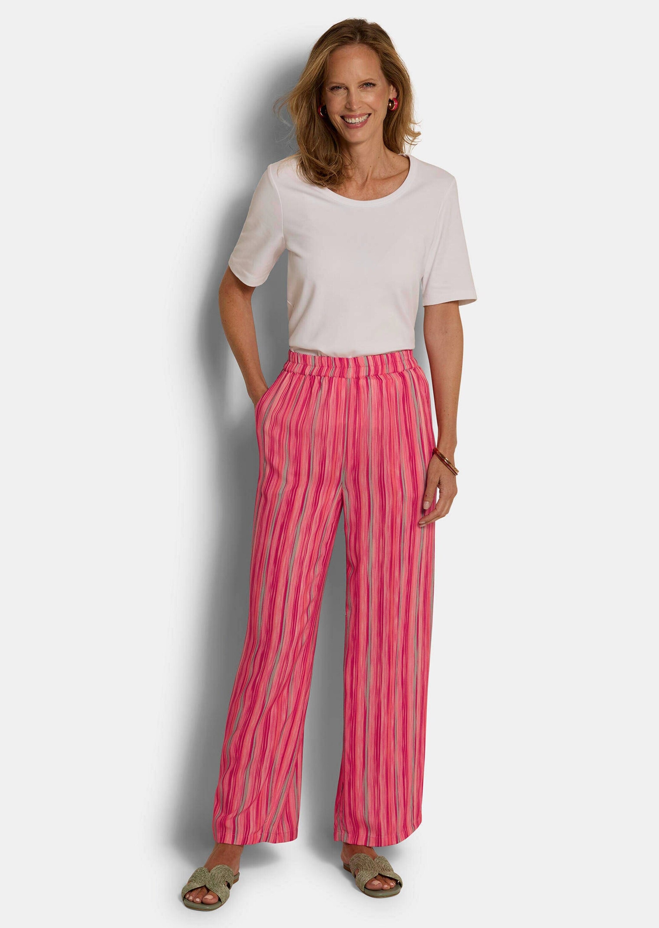 GOLDNER Stoffhose "Palazzohose VERA mit Längsstreifen" günstig online kaufen