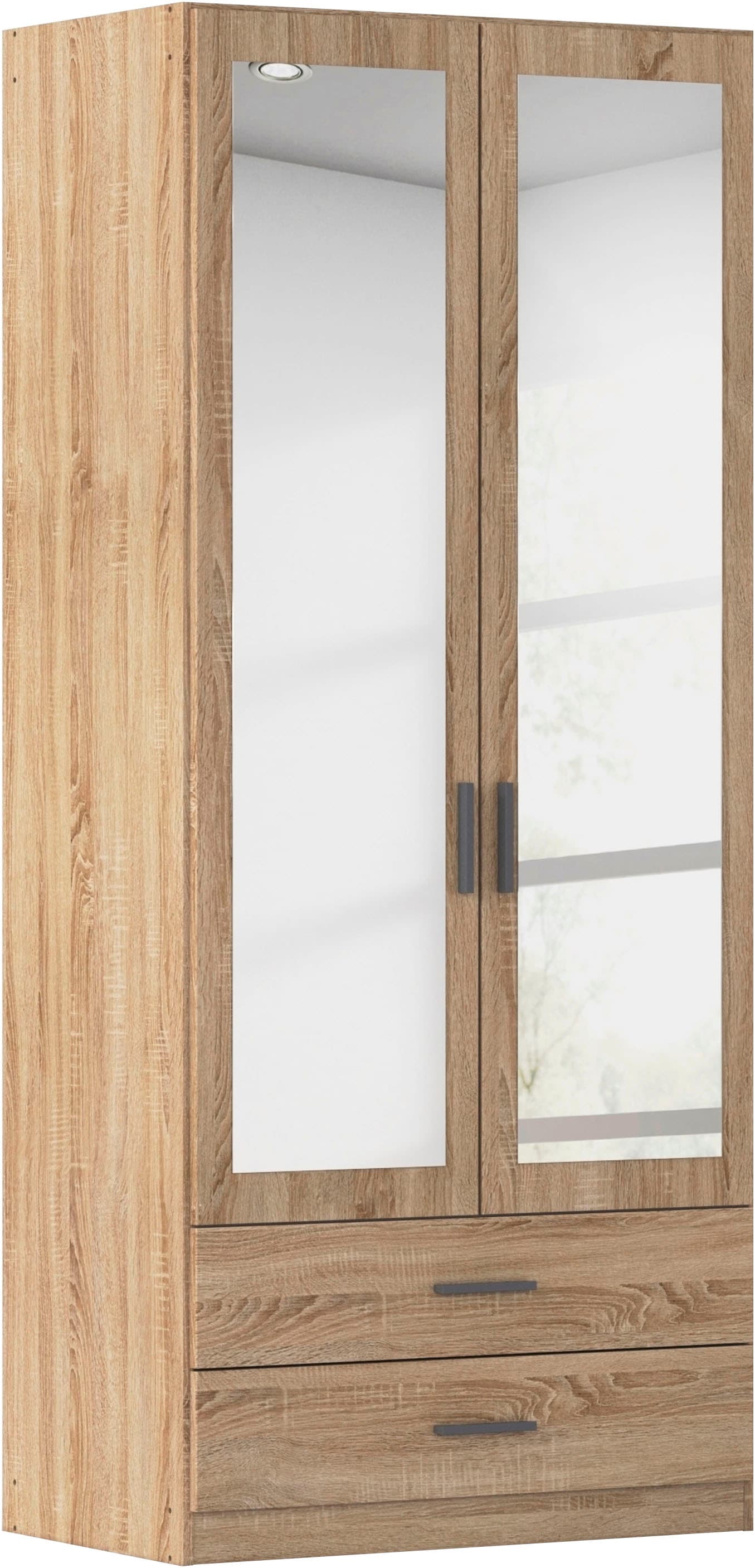 rauch Kleiderschrank "Schrank Garderobe Ankleide GAMMA Breiten 91/136/181/226/271/315/360 cm" in 3 Ausstattungen BASIC/CLASSIC/PREMIUM (inkl. SOFT-CLOSE-Funktion), verschiedene Griff-Varianten, mit Spiegel TOPSELLER MADE IN GERMANY