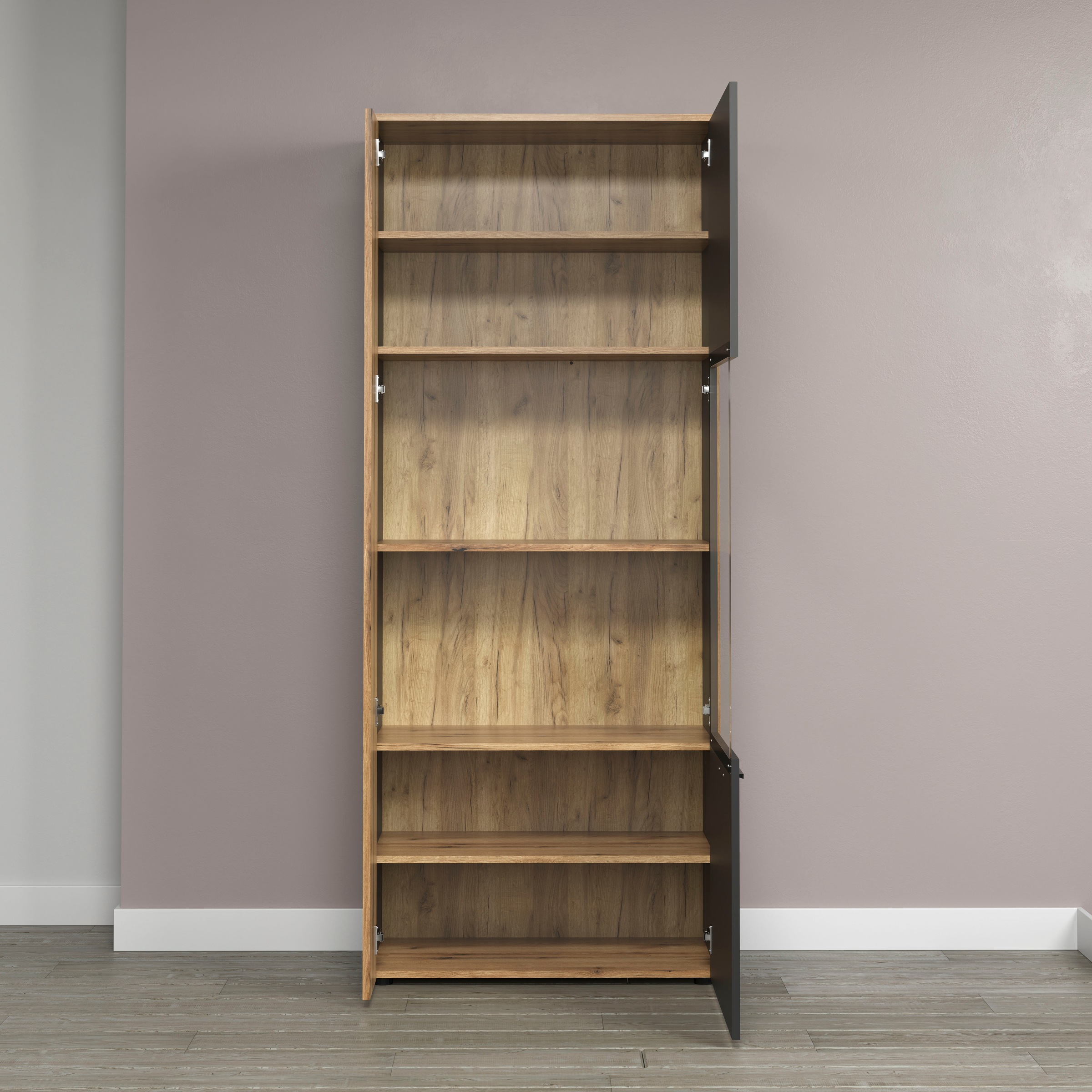 Home affaire Standvitrine »Estepona« 1 Stk. tlg. Standvitrine mit 2 Türen - (B/T/H) 80/42/195 cm